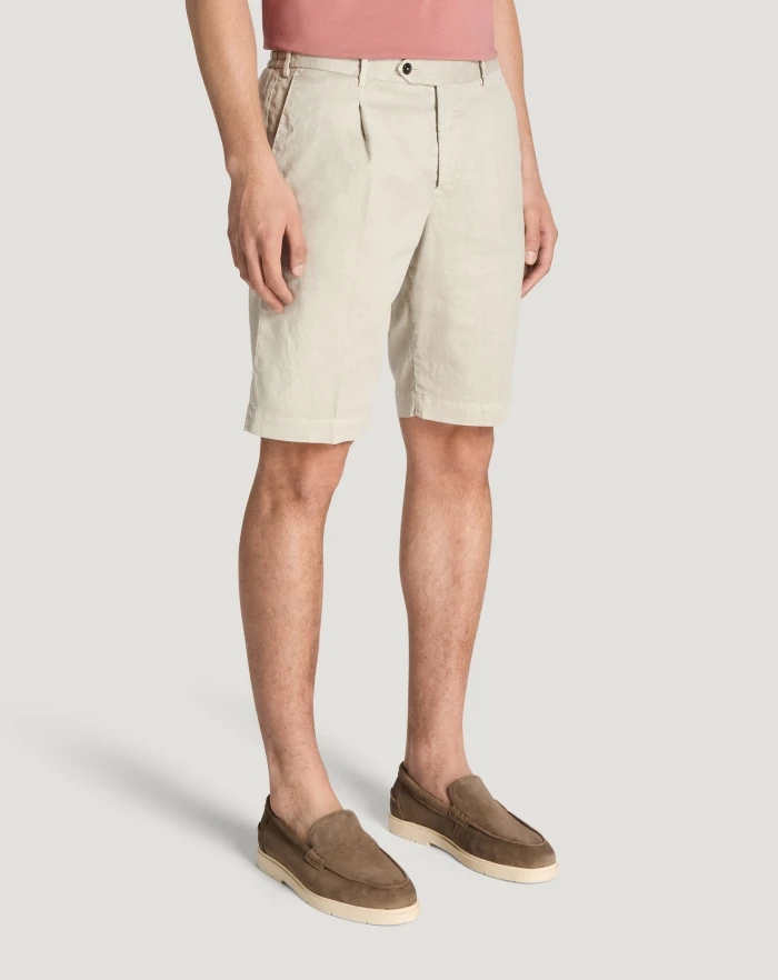 Pantaloni Torino Bermuda in lino stretch délavé Offerta per la Festa della Mamma