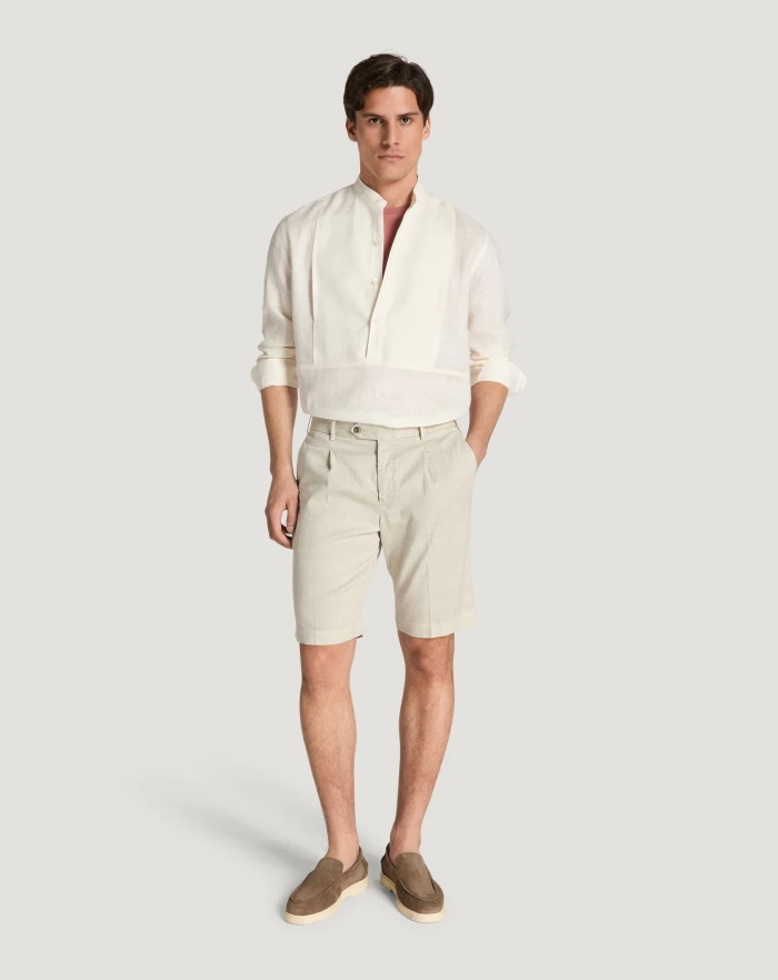 Pantaloni Torino Bermuda in lino stretch délavé Offerta per la Festa della Mamma