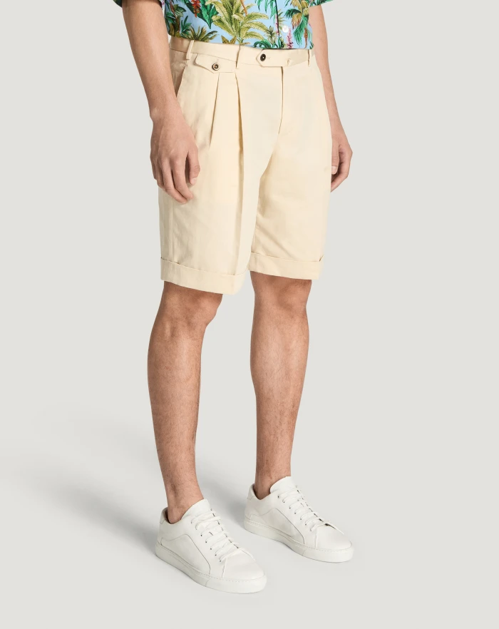 Pantaloni Torino Bermuda in gabardina di cotone e lino Offerta Giorno del Papà
