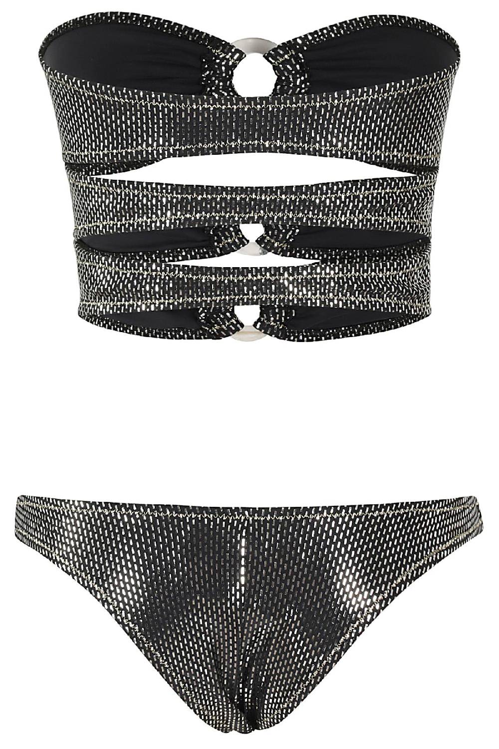 REINA OLGA Costume Bikini Bandeau Black Lame Nuova