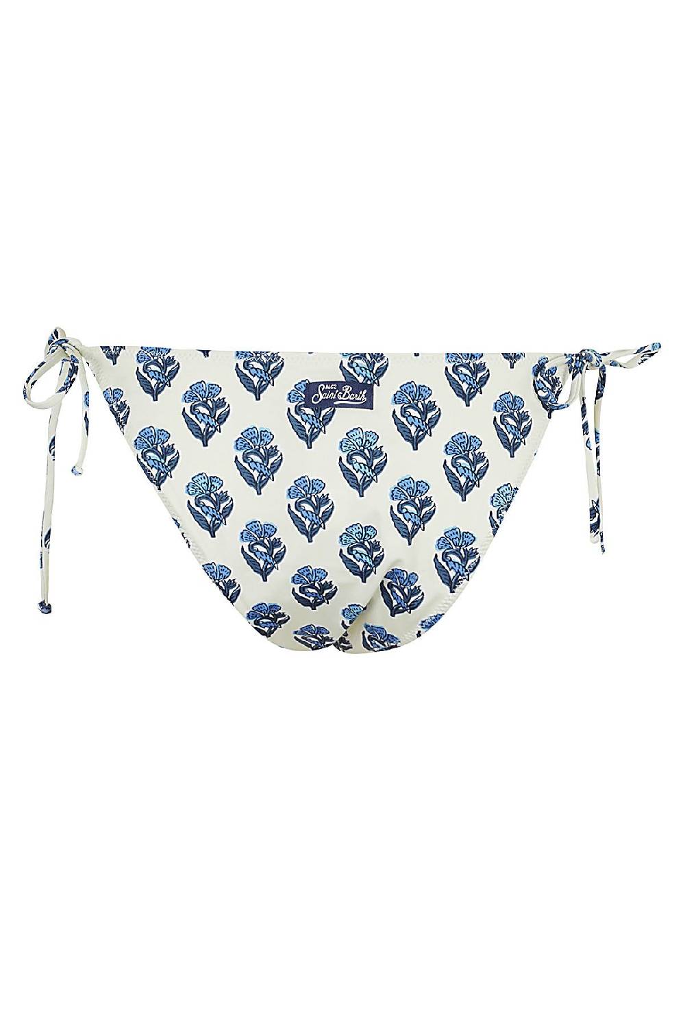 MC2 SAINT BARTH Bikini Slip Flower Bianco e blu Offerta speciale