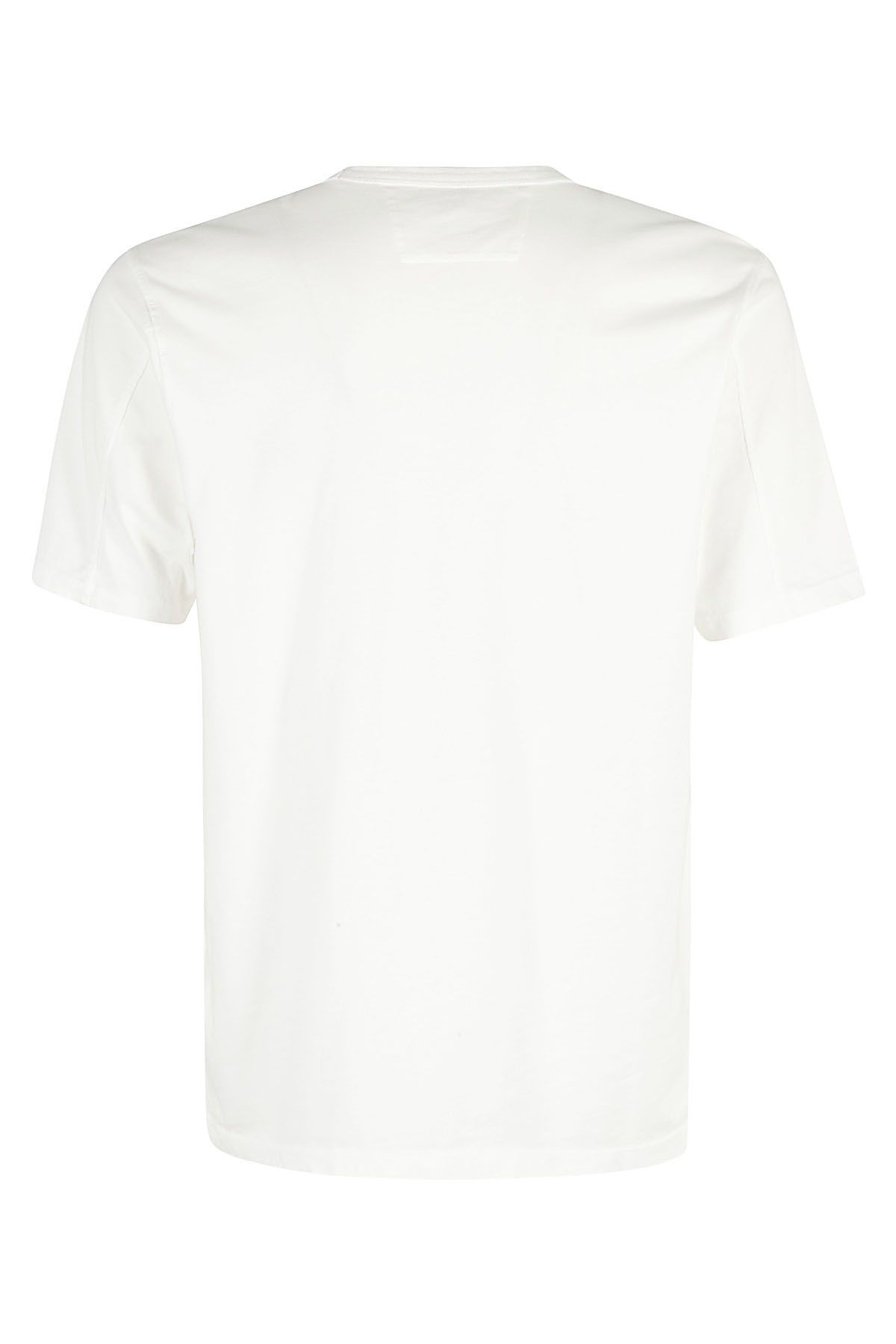CP COMPANY T-shirt Garment Dyed Logo Bianco Vendita Calda