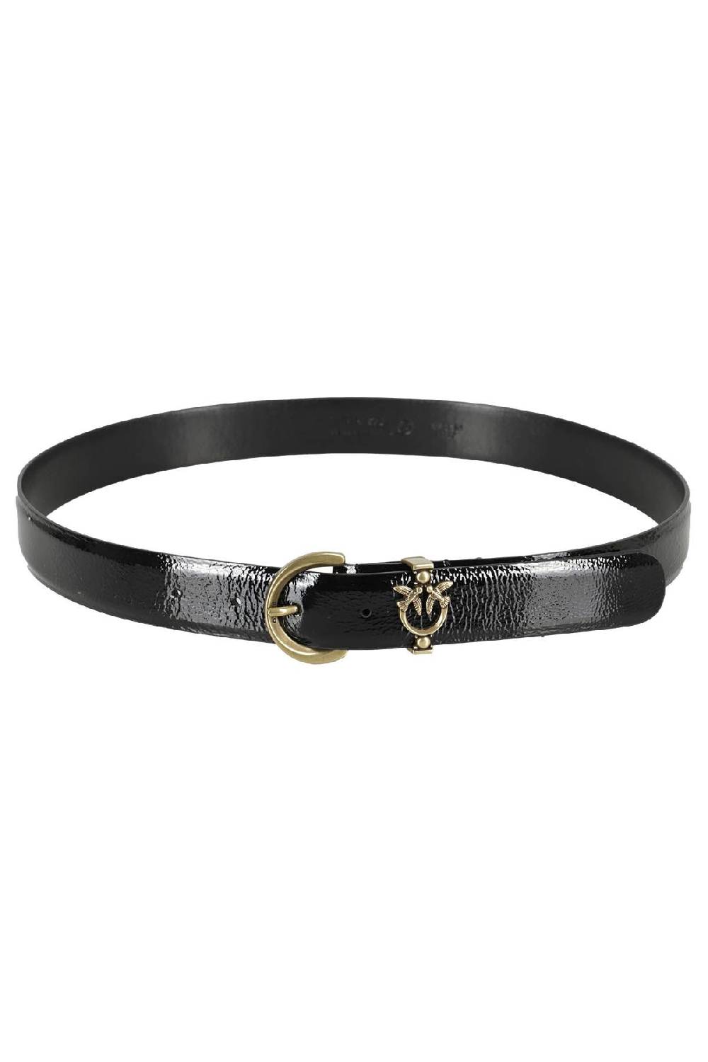 PINKO Cintura Pelle Verniciata Nera Presa