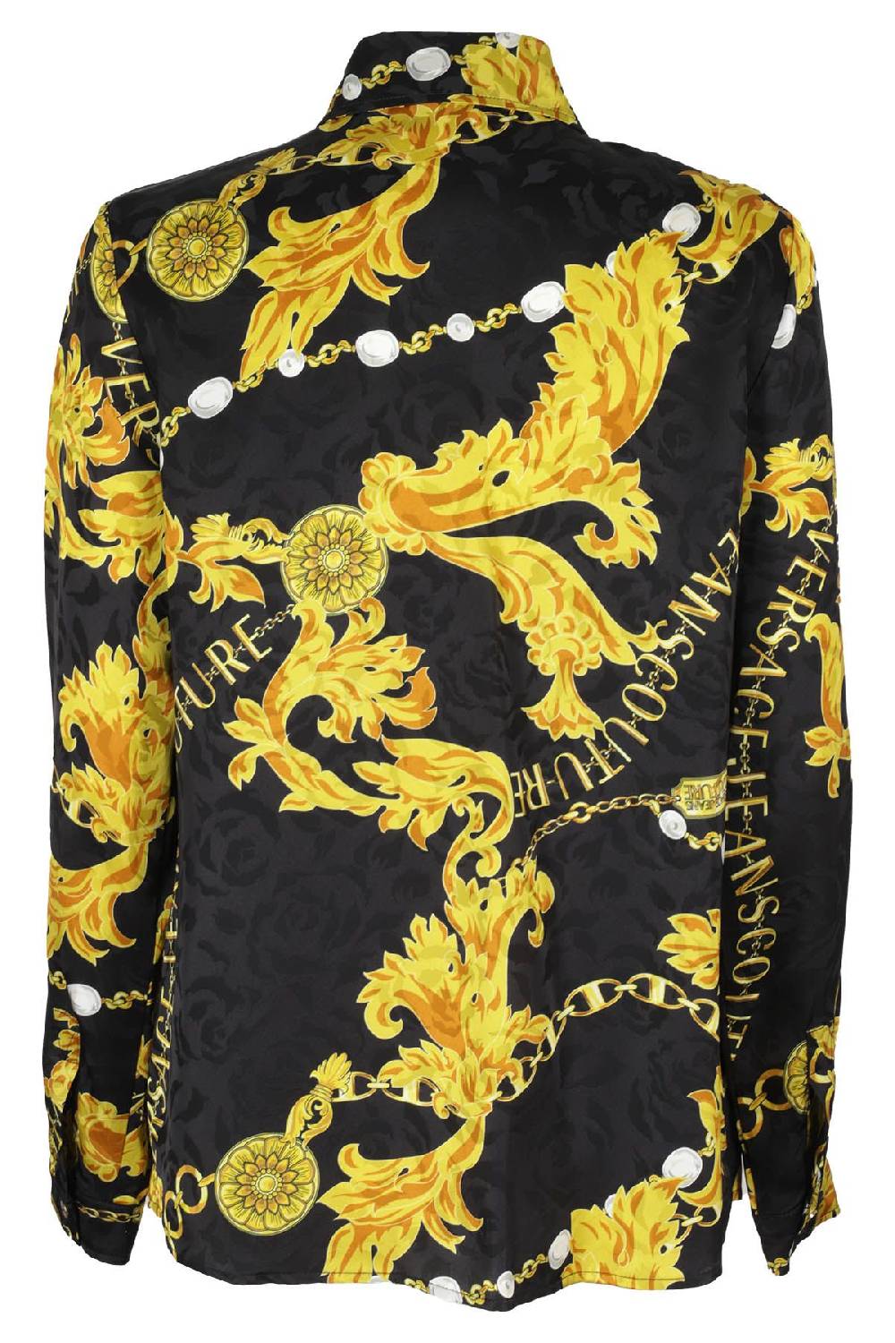 VERSACE JEANS COUTURE Camicia Jacquard Chain Oro Nero Spedizione gratuita
