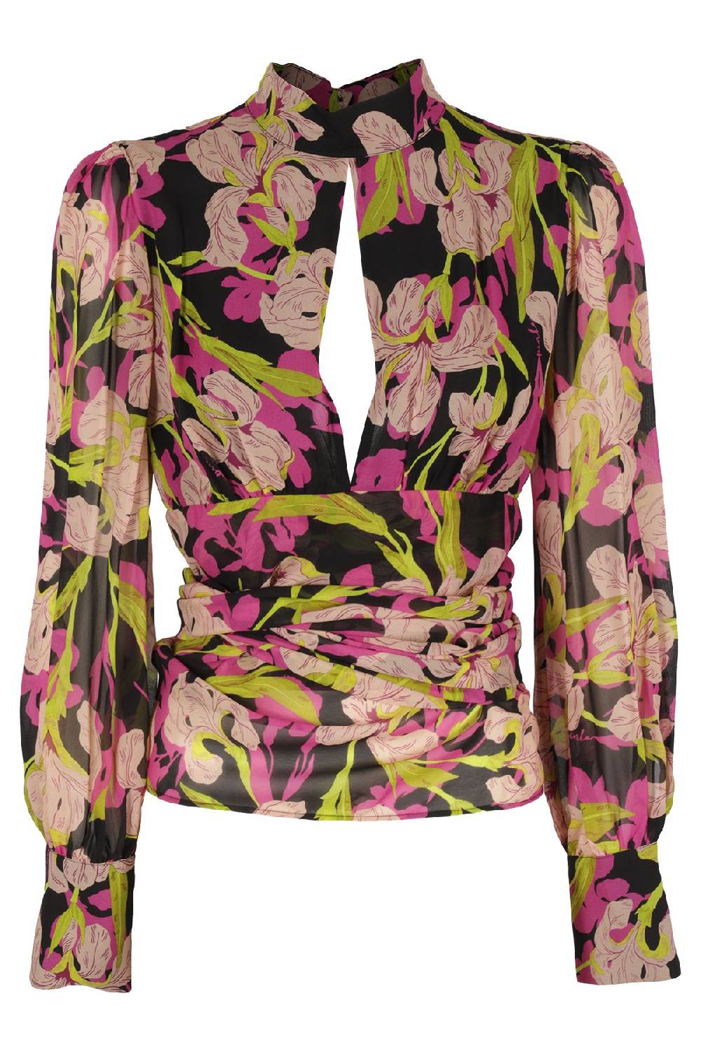 PINKO Top Camicia Nero Fuxia Prezzo di fabbrica