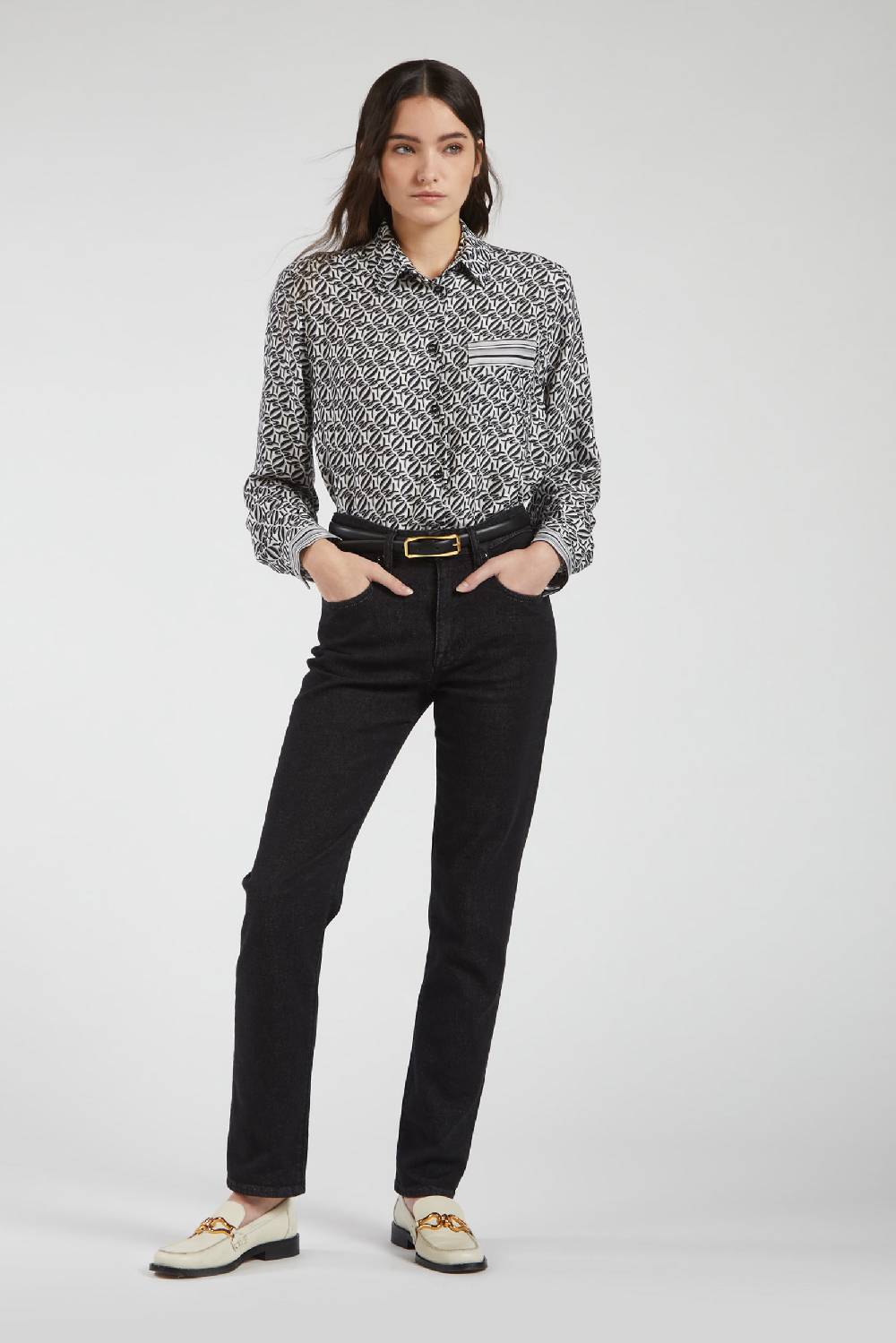 Piazza Sempione KRISTEN Pantalone 5 tasche slim fit in denim nero Convenienza
