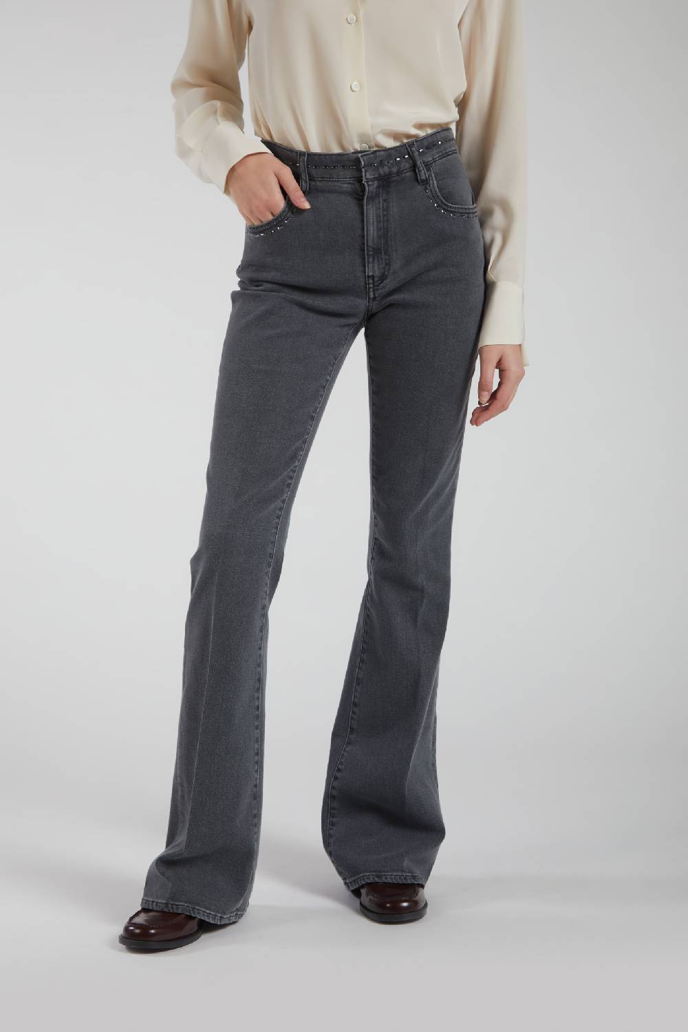 Piazza Sempione JENNIFER Pantalone 5 tasche bootcut in denim Novità