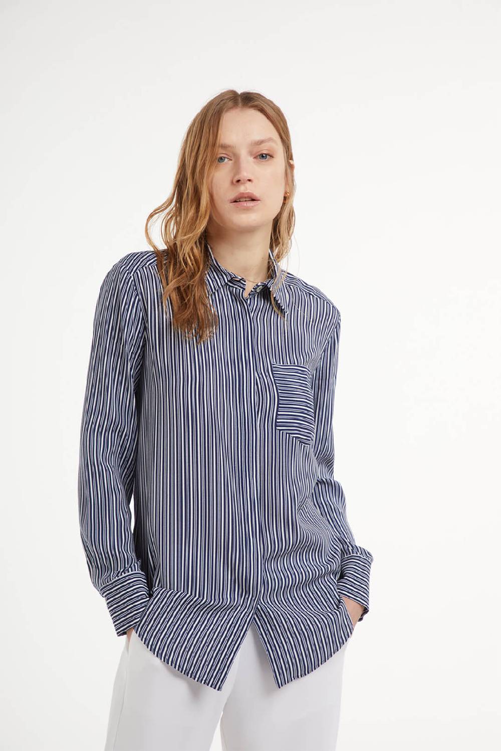 Piazza Sempione Camicia slim a maniche lunghe con stampa righe Qualità