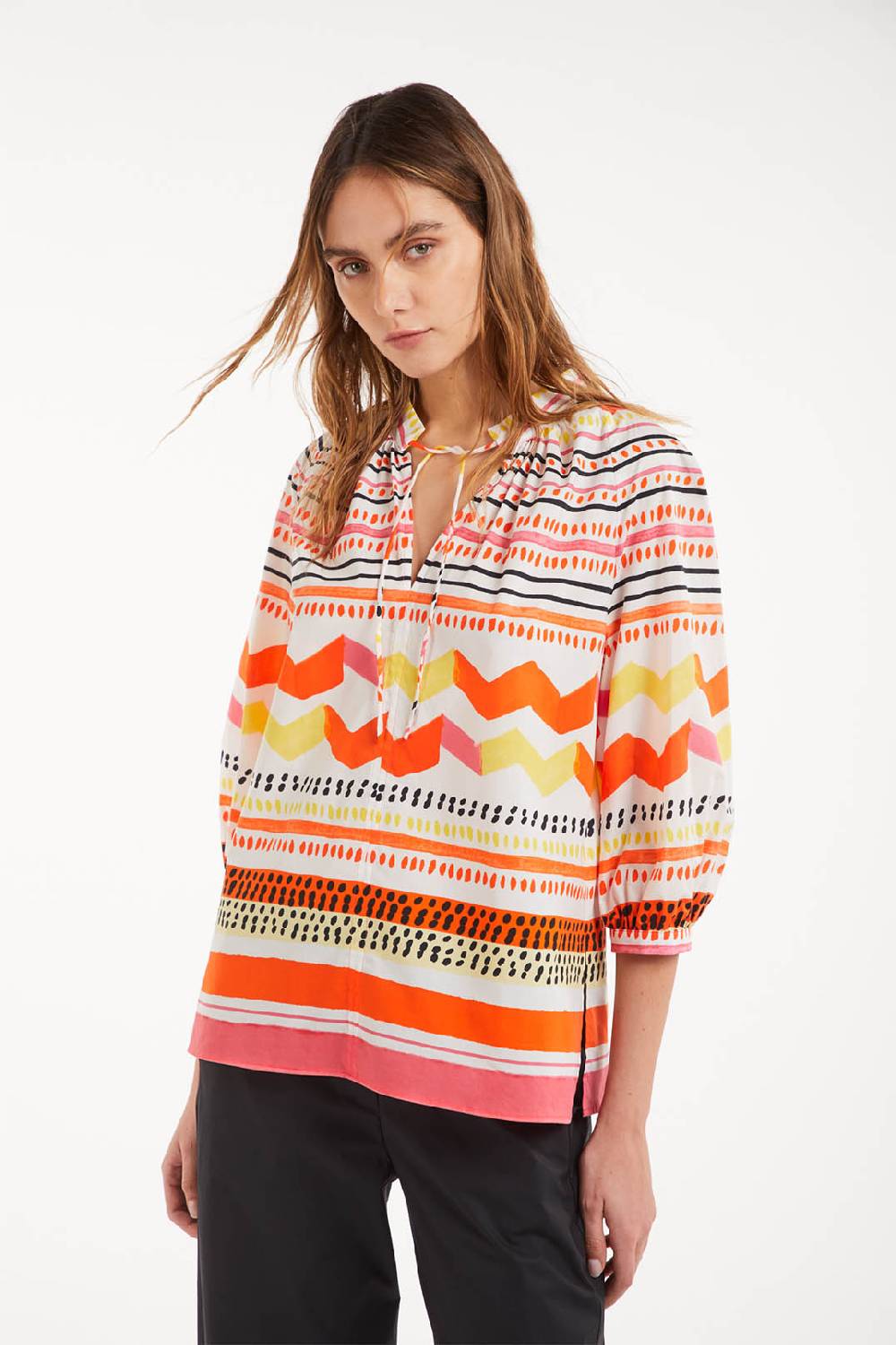 Piazza Sempione Camicia boho con stampa astratta Novità