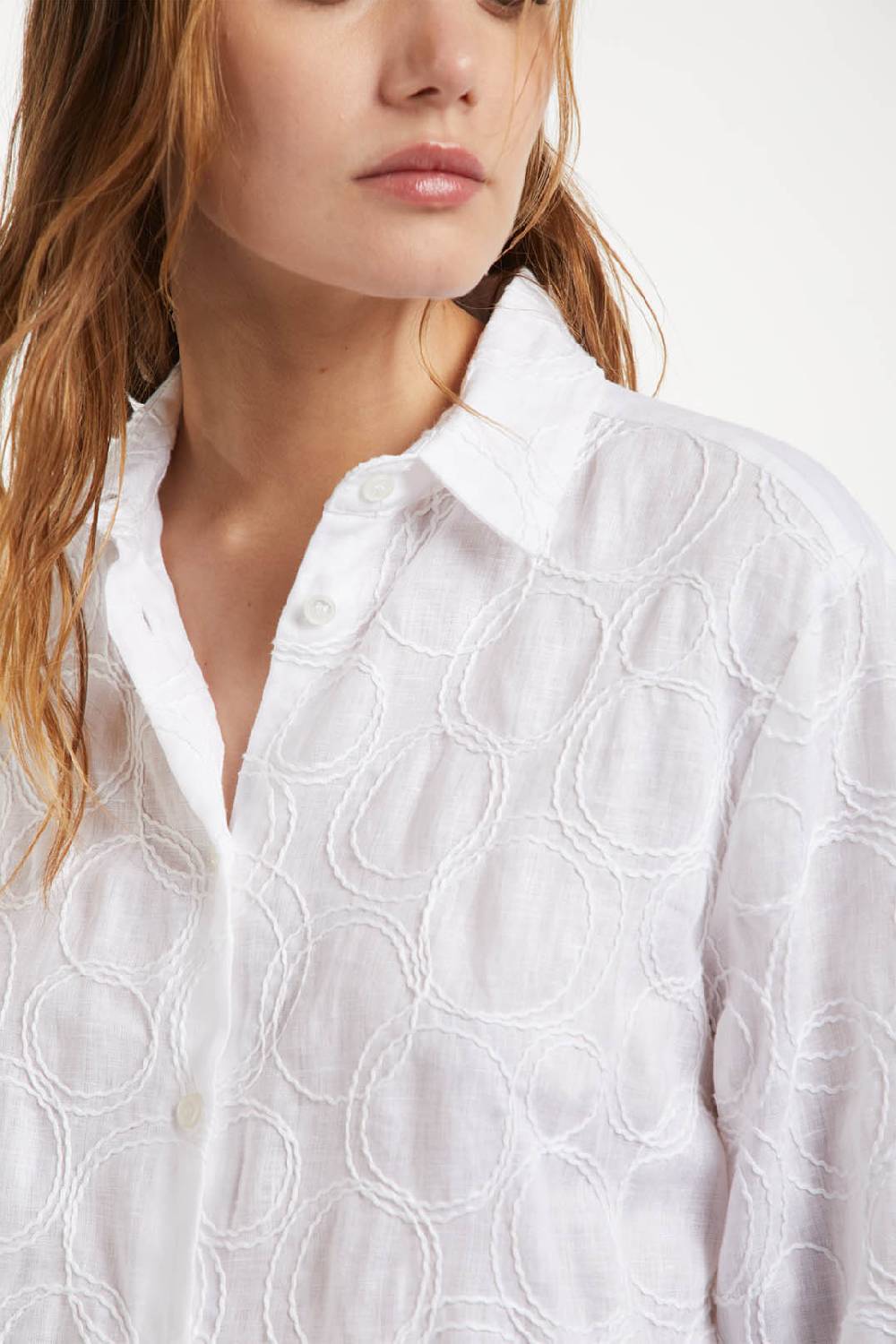 Piazza Sempione Camicia in lino e cotone ricamata Outlet