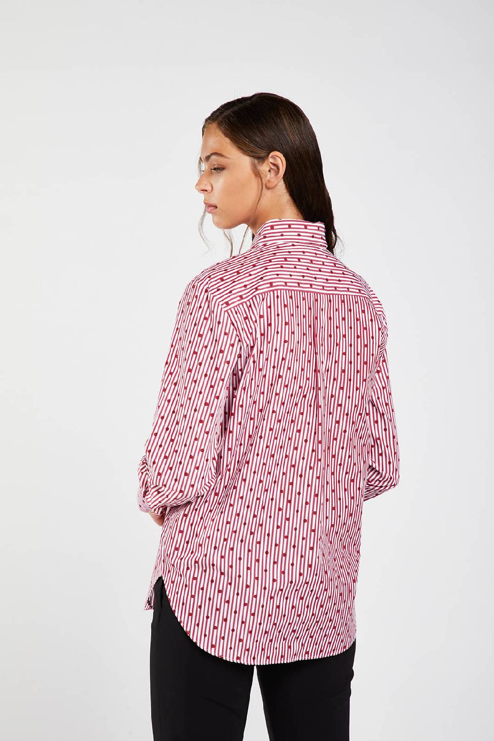 Piazza Sempione Camicia stampata a righe e pois Qualità