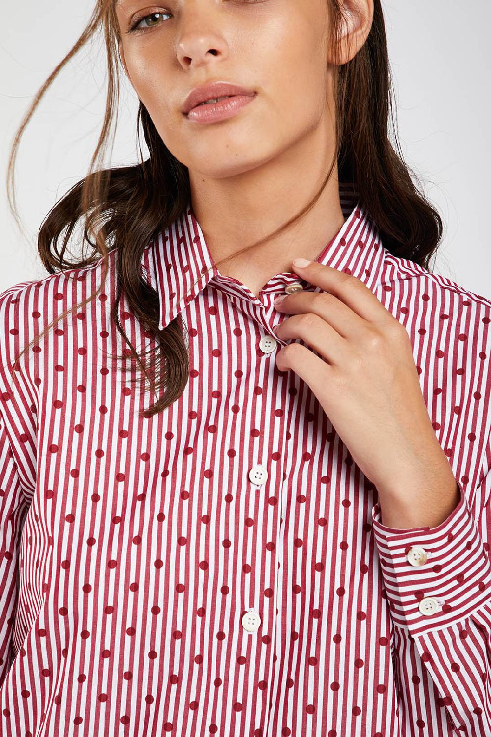 Piazza Sempione Camicia stampata a righe e pois Qualità