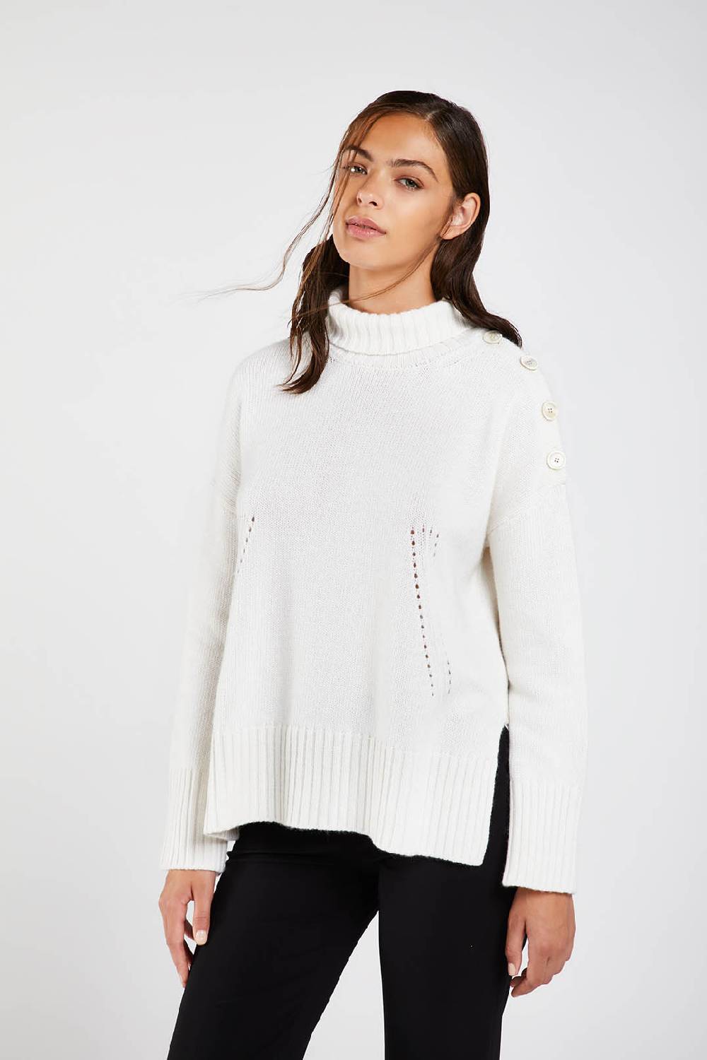 Piazza Sempione Maglione a collo alto in misto lana cashmere Shopping Online