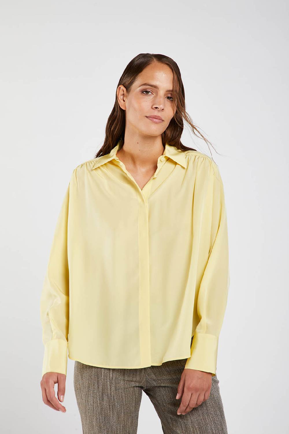 Piazza Sempione Camicia in crepe de chine di seta Black Friday Prezzi