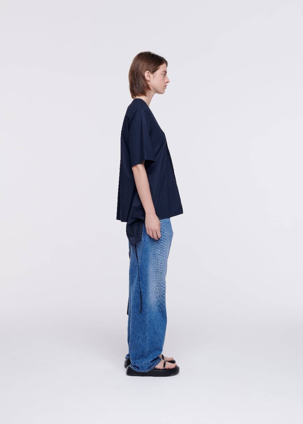 Plan C CAMICIA DI COTONE BLU CON STRASCICO Fino al 60% di sconto