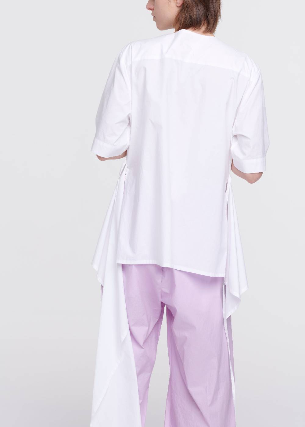 Plan C CAMICIA DI COTONE BIANCO CON STRASCICO Solo un giorno rimasto