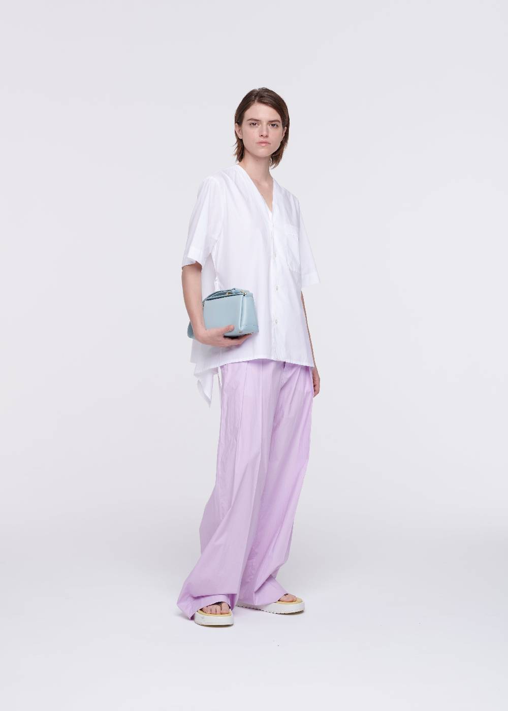 Plan C CAMICIA DI COTONE BIANCO CON STRASCICO Solo un giorno rimasto