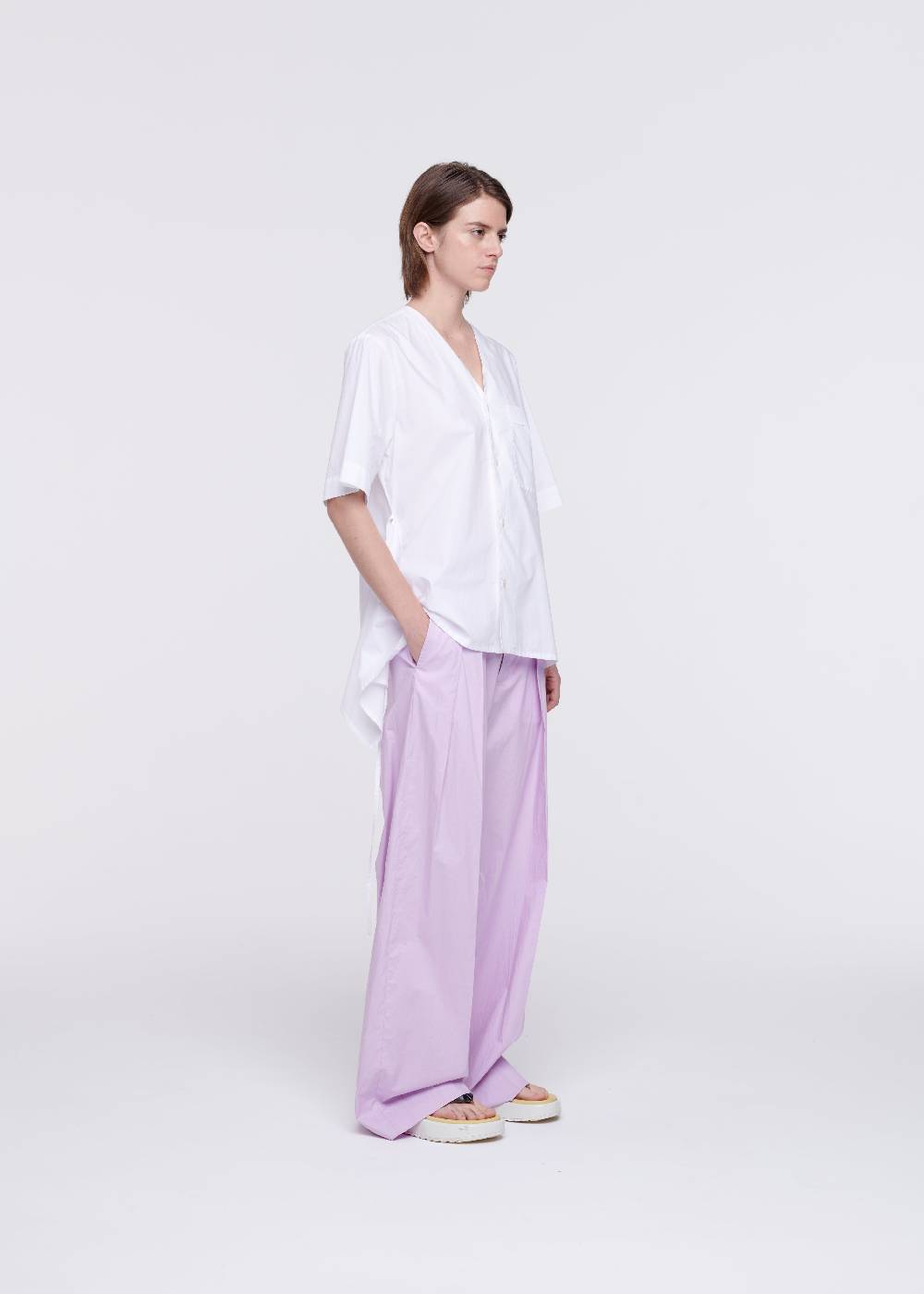 Plan C CAMICIA DI COTONE BIANCO CON STRASCICO Solo un giorno rimasto