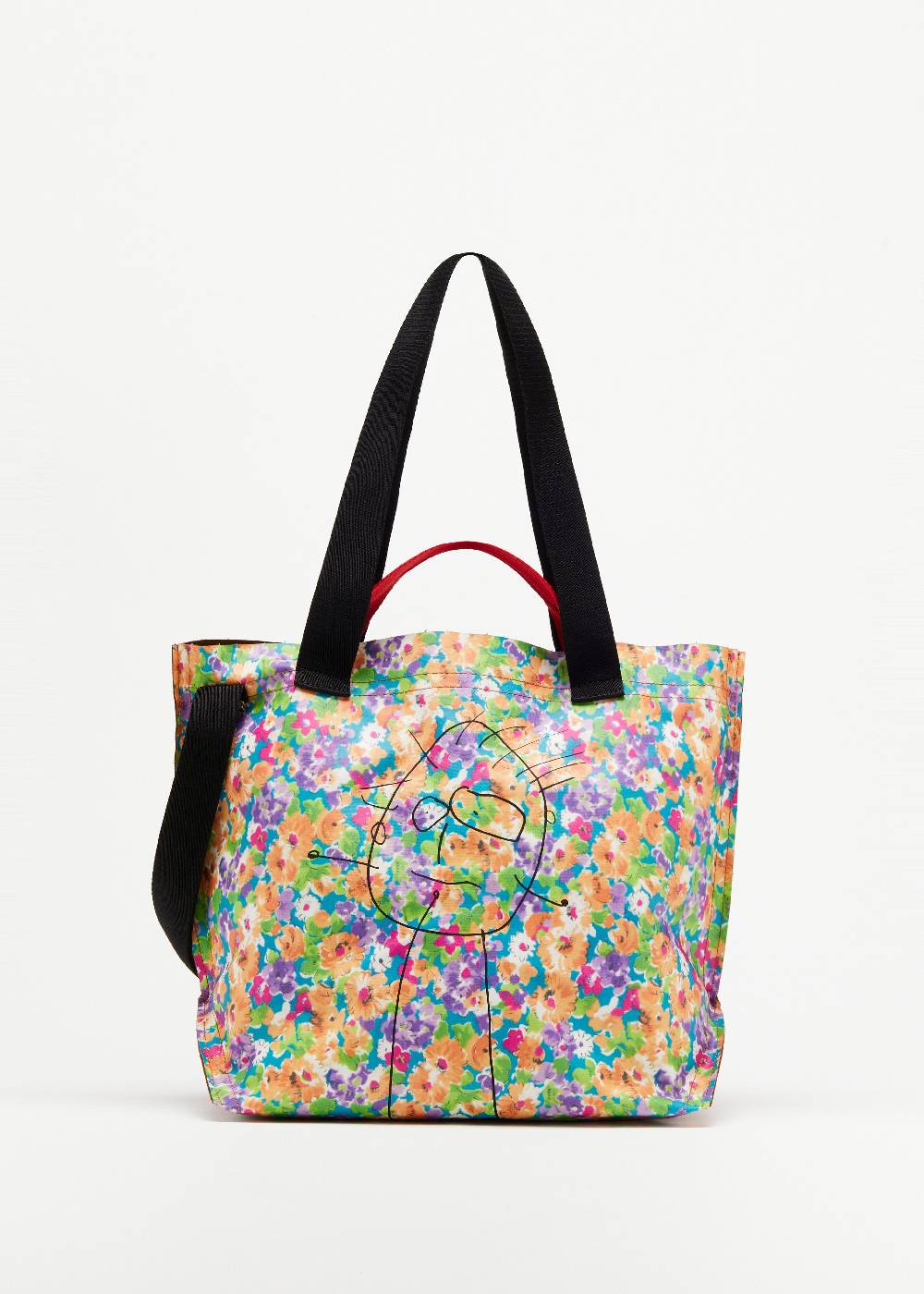 Plan C SHOPPER CON STAMPA FLOREALE "PILI AND BIANCA" MEDIA Esporta salva