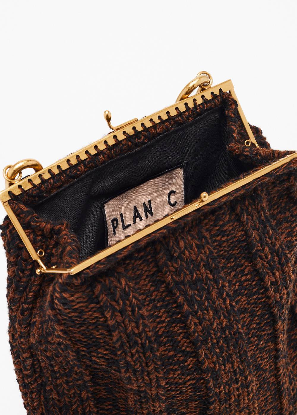 Plan C BORSA IN MAGLIA MARRONE MELANGE In Linea