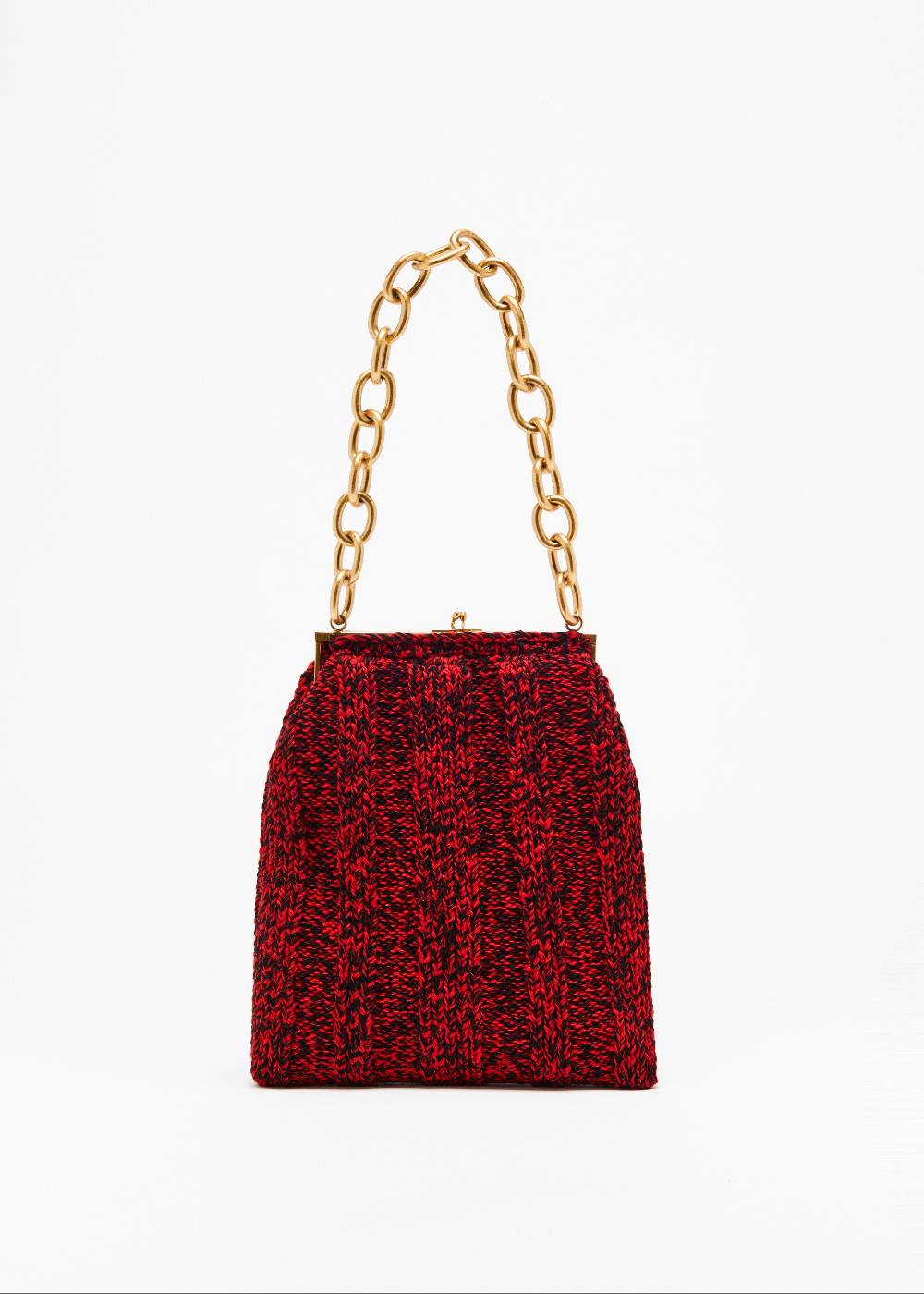 Plan C BORSA IN MAGLIA ROSSO MELANGE Nuovo