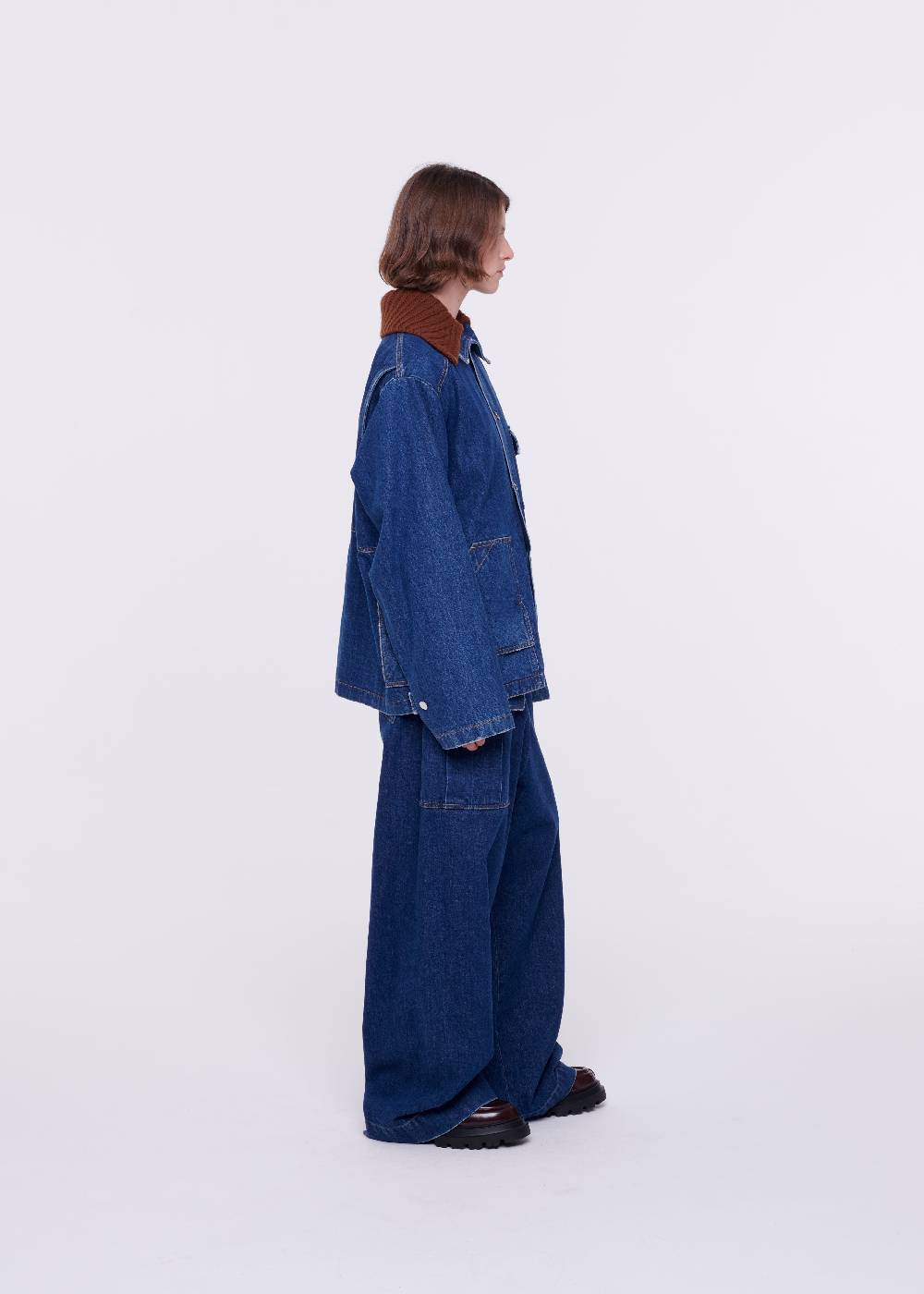 Plan C GIACCA IN DENIM CON COLLETTO IN MAGLIA REMOVIBILE Sottocosto