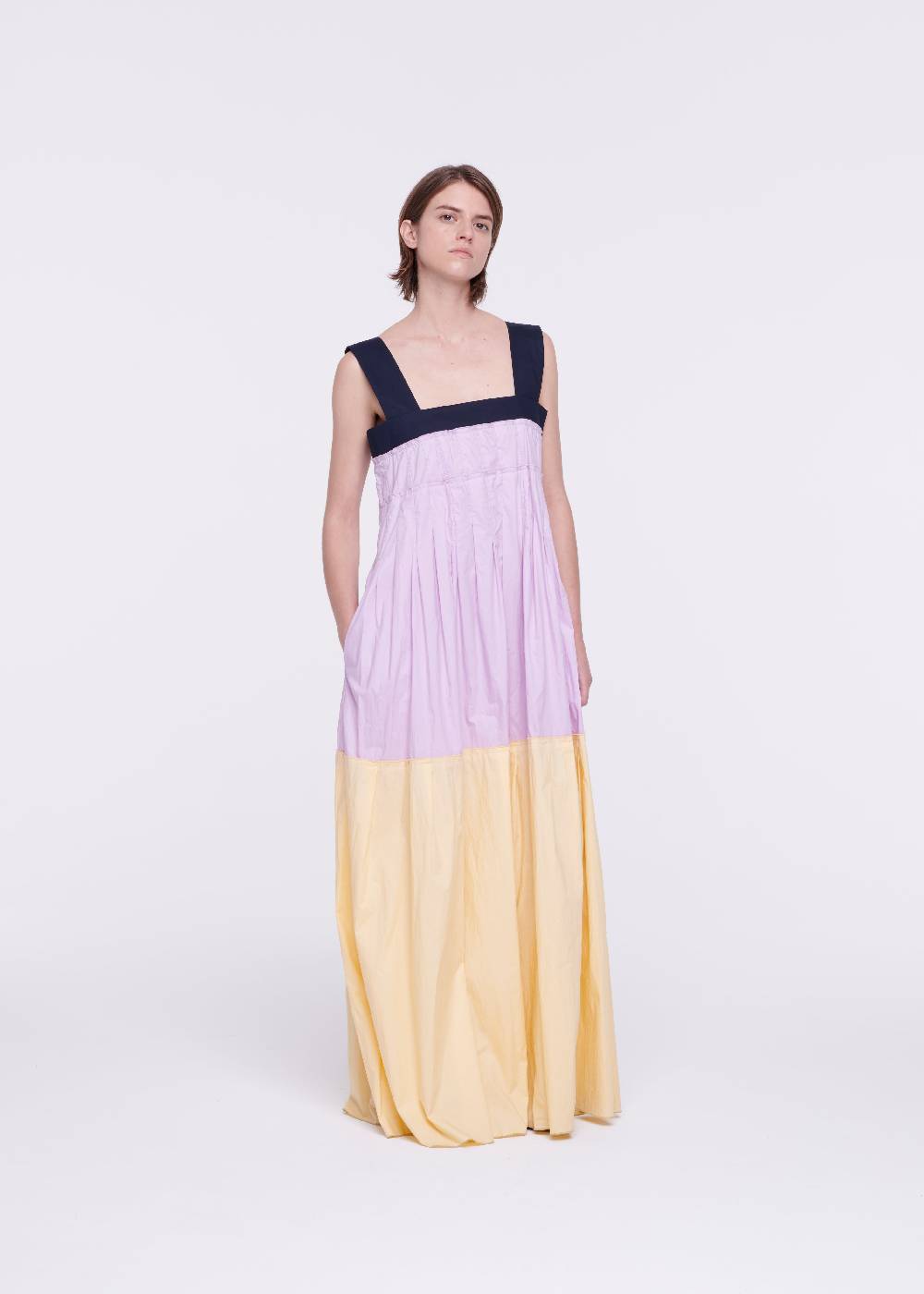 Plan C ABITO LUNGO IN COTONE COLOR BLOCK Offerta