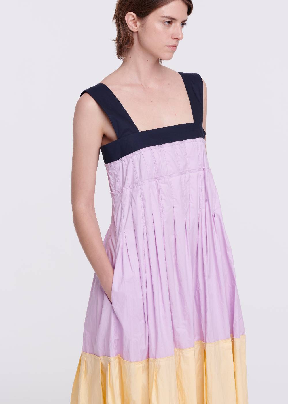 Plan C ABITO LUNGO IN COTONE COLOR BLOCK Offerta