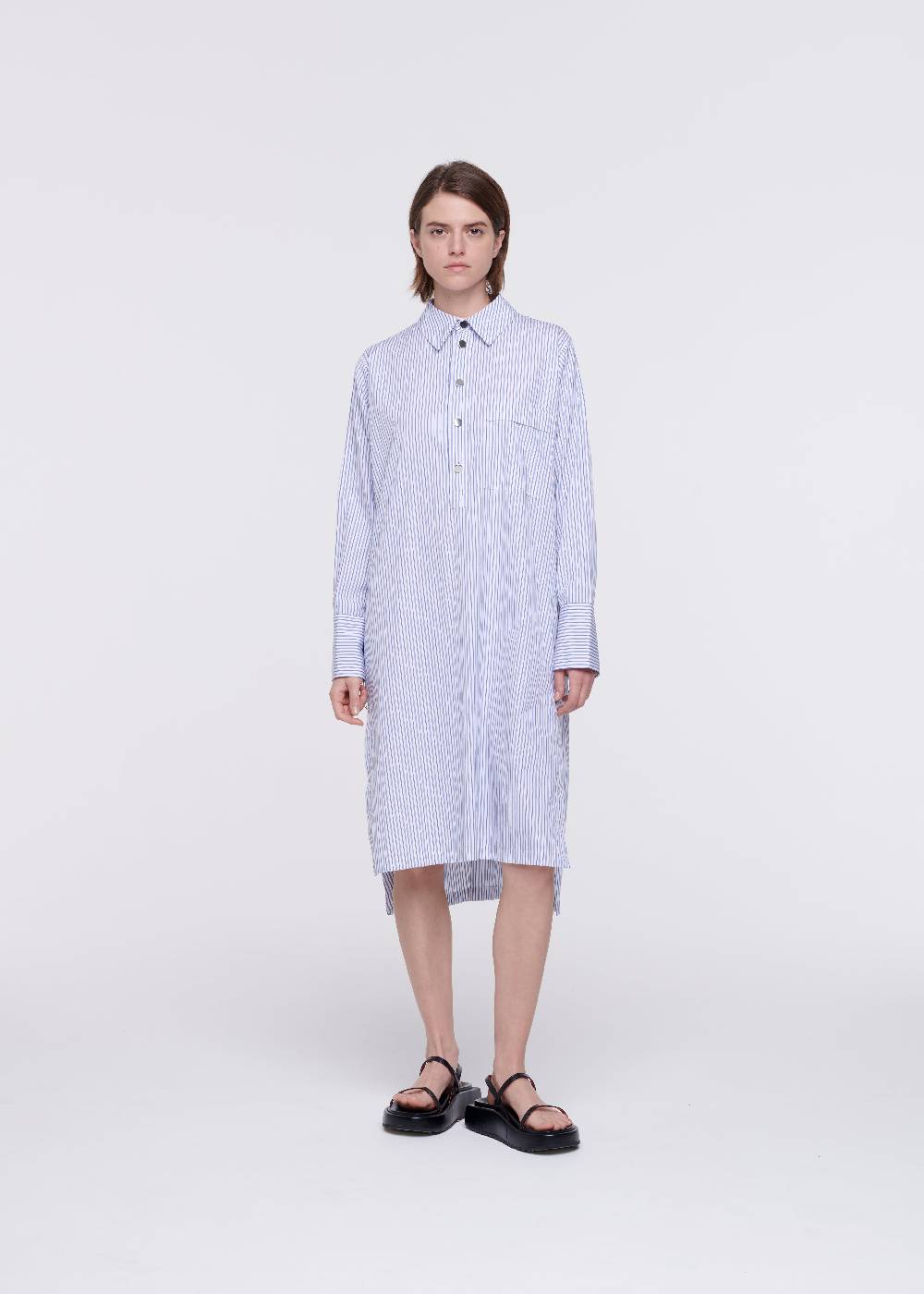 Plan C ABITO CAMICIA A RIGHE IN COTONE Outlet