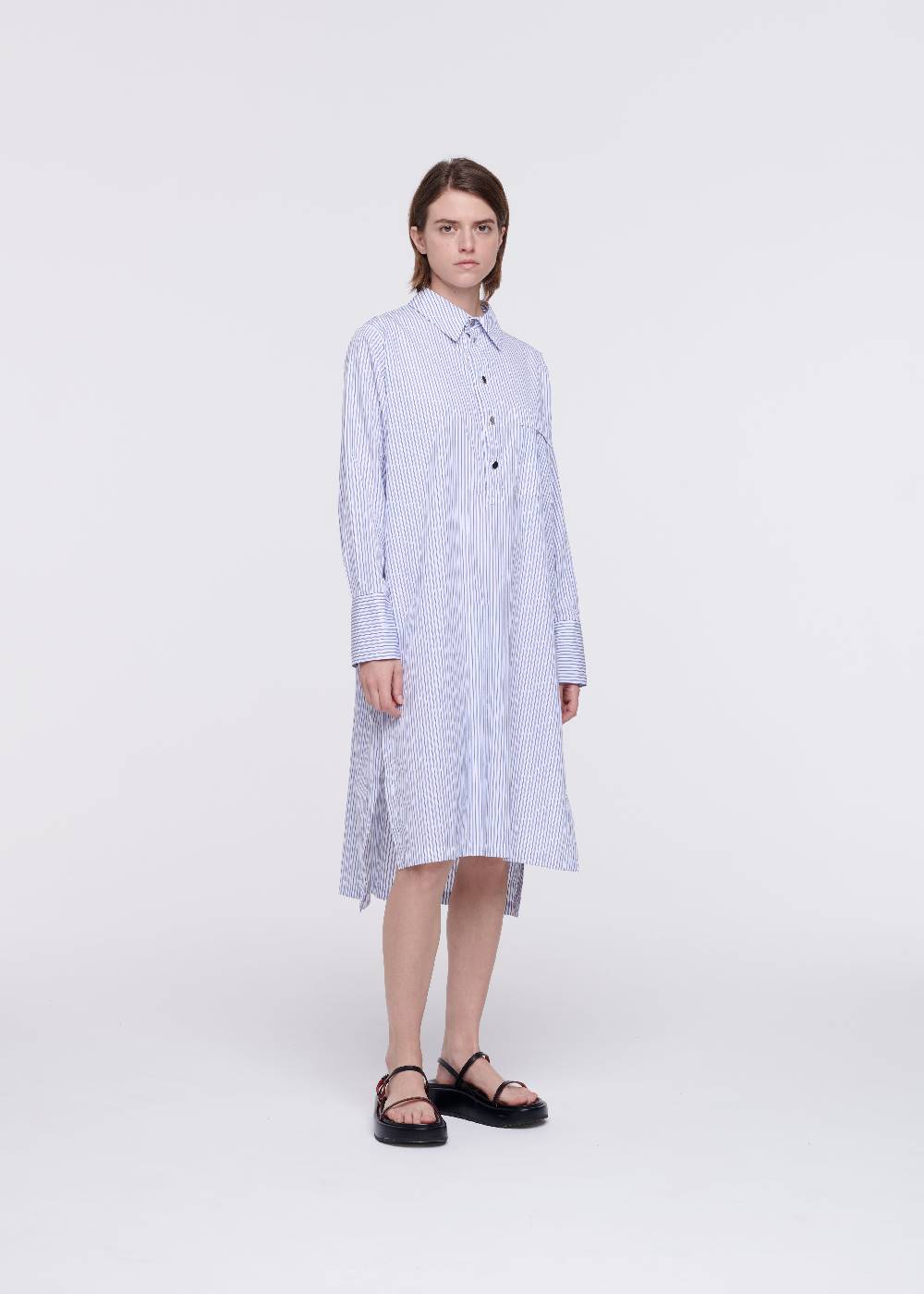 Plan C ABITO CAMICIA A RIGHE IN COTONE Outlet