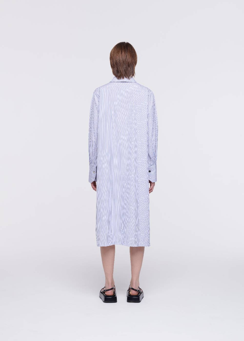 Plan C ABITO CAMICIA A RIGHE IN COTONE Outlet