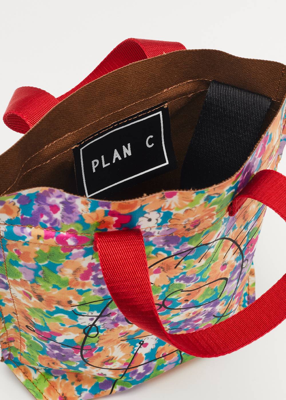 Plan C SHOPPER CON STAMPA FLOREALE "PILI E BIANCA" MINI In Saldo