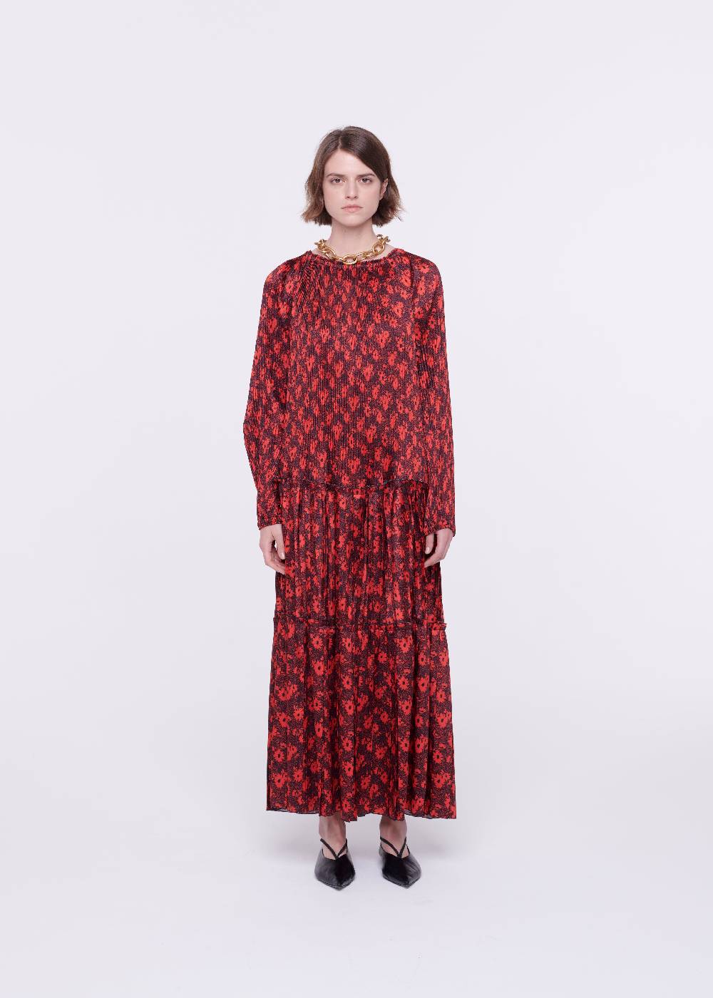 Plan C ABITO MIDI PLISSETTATO CON STAMPA FLOREAE Shopping online