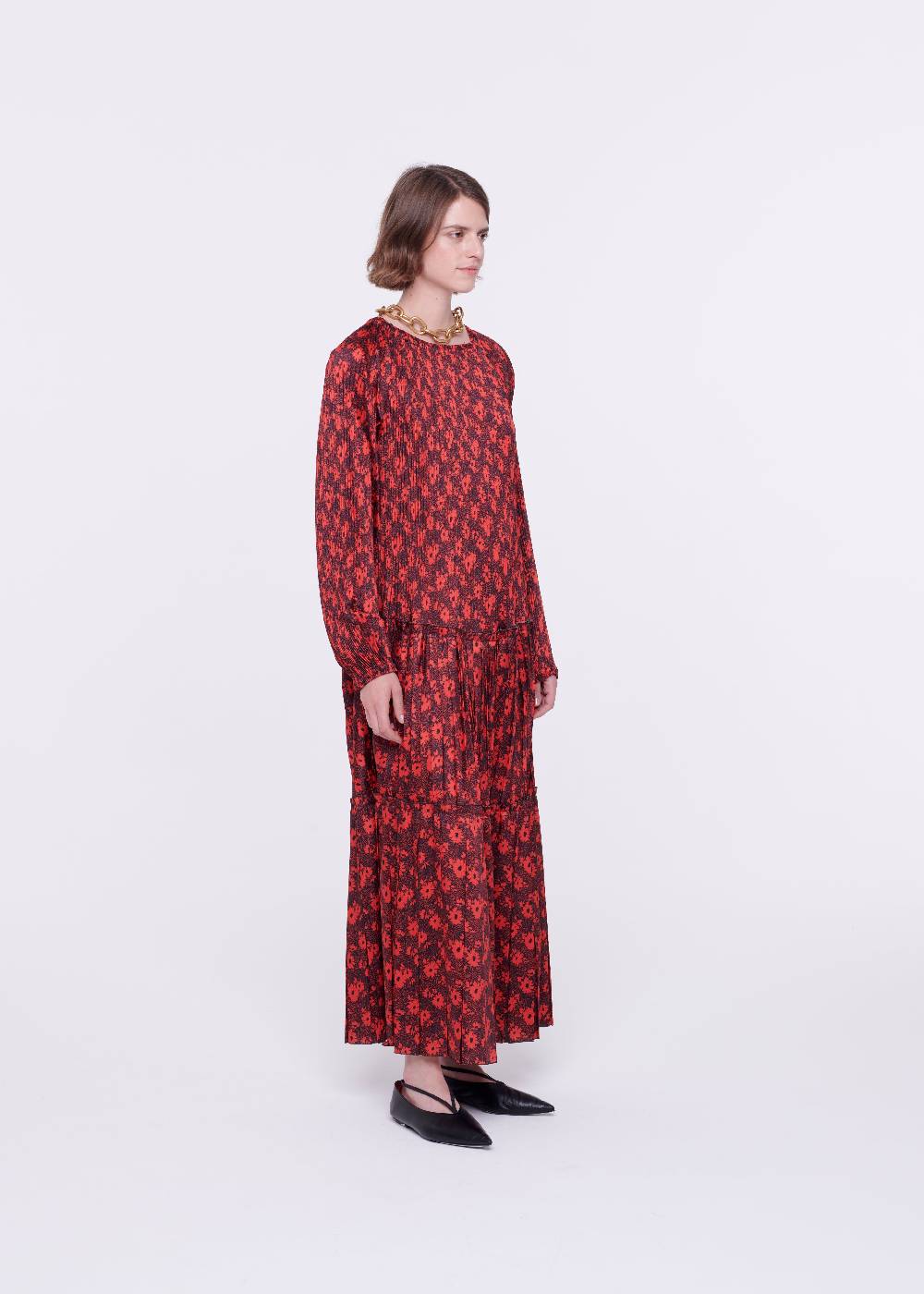 Plan C ABITO MIDI PLISSETTATO CON STAMPA FLOREAE Shopping online