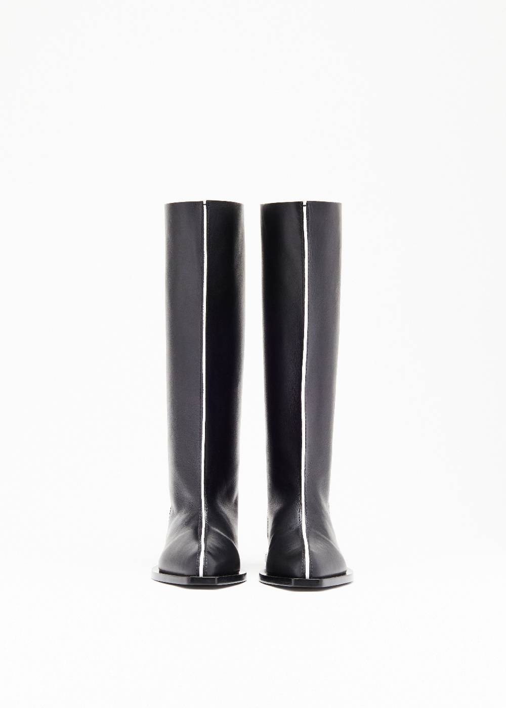 Plan C BLACK LEATHER HIGH BOOTS Offerta natalizia