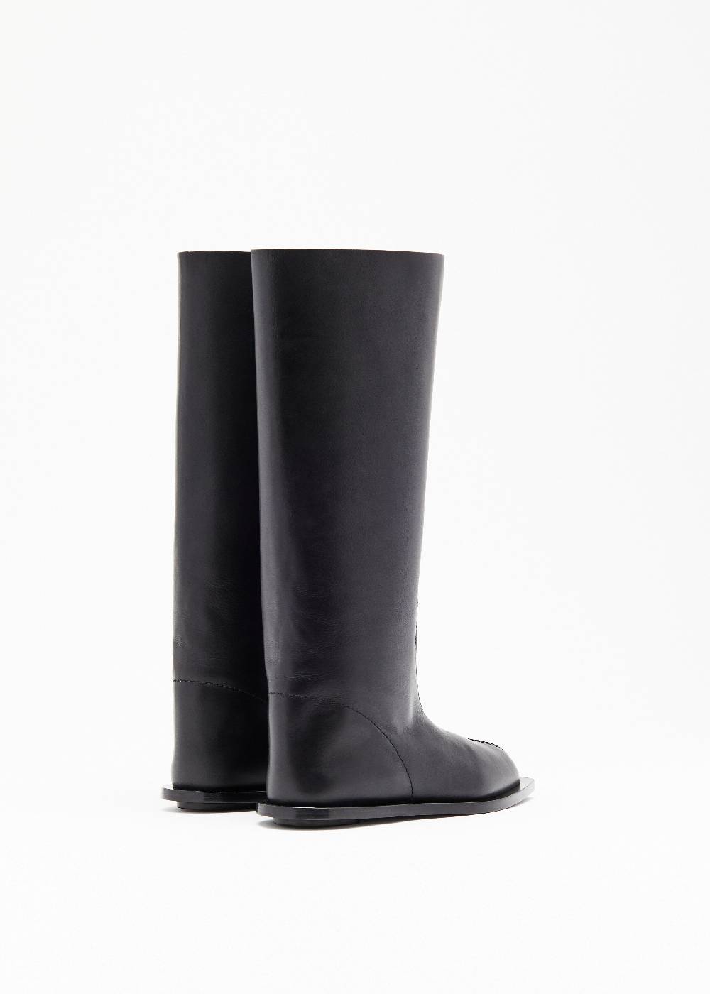 Plan C BLACK LEATHER HIGH BOOTS Offerta natalizia