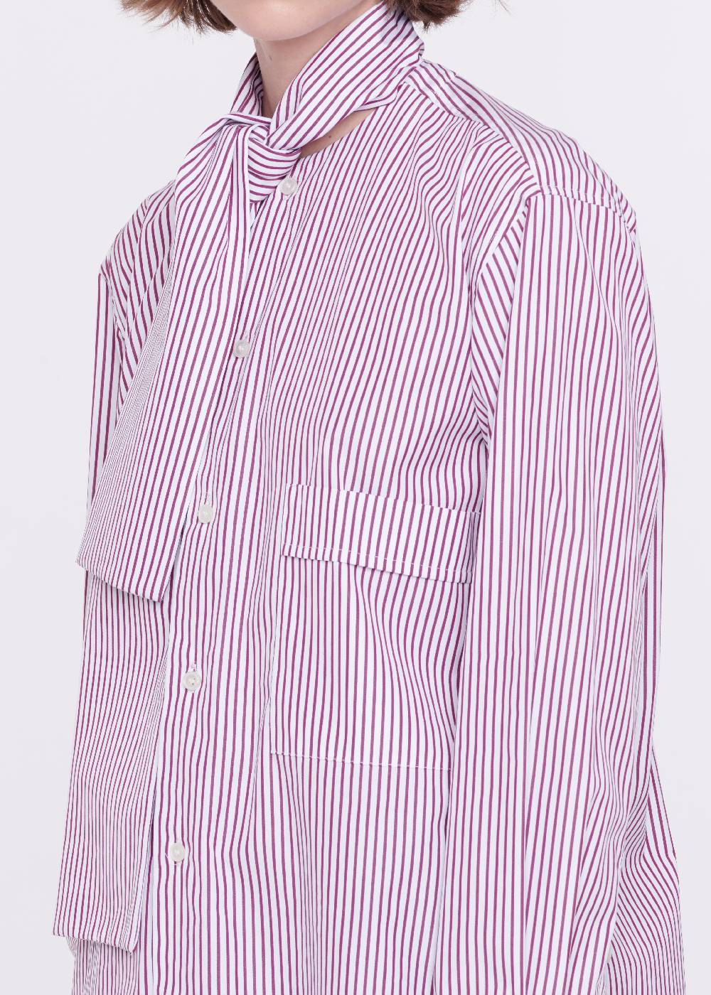 Plan C CAMICIA DI COTONE A RIGHE CON FOULARD Offerta Giorno del Papà