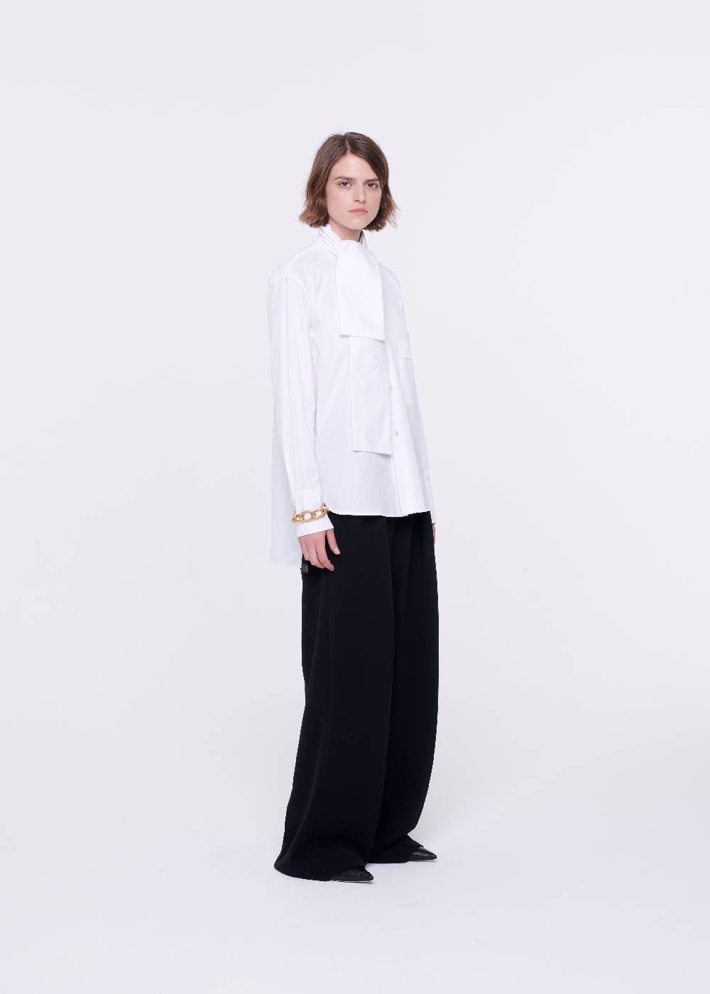 Plan C CAMICIA BIANCA DI COTONE CON FOULARD Offerta San Valentino