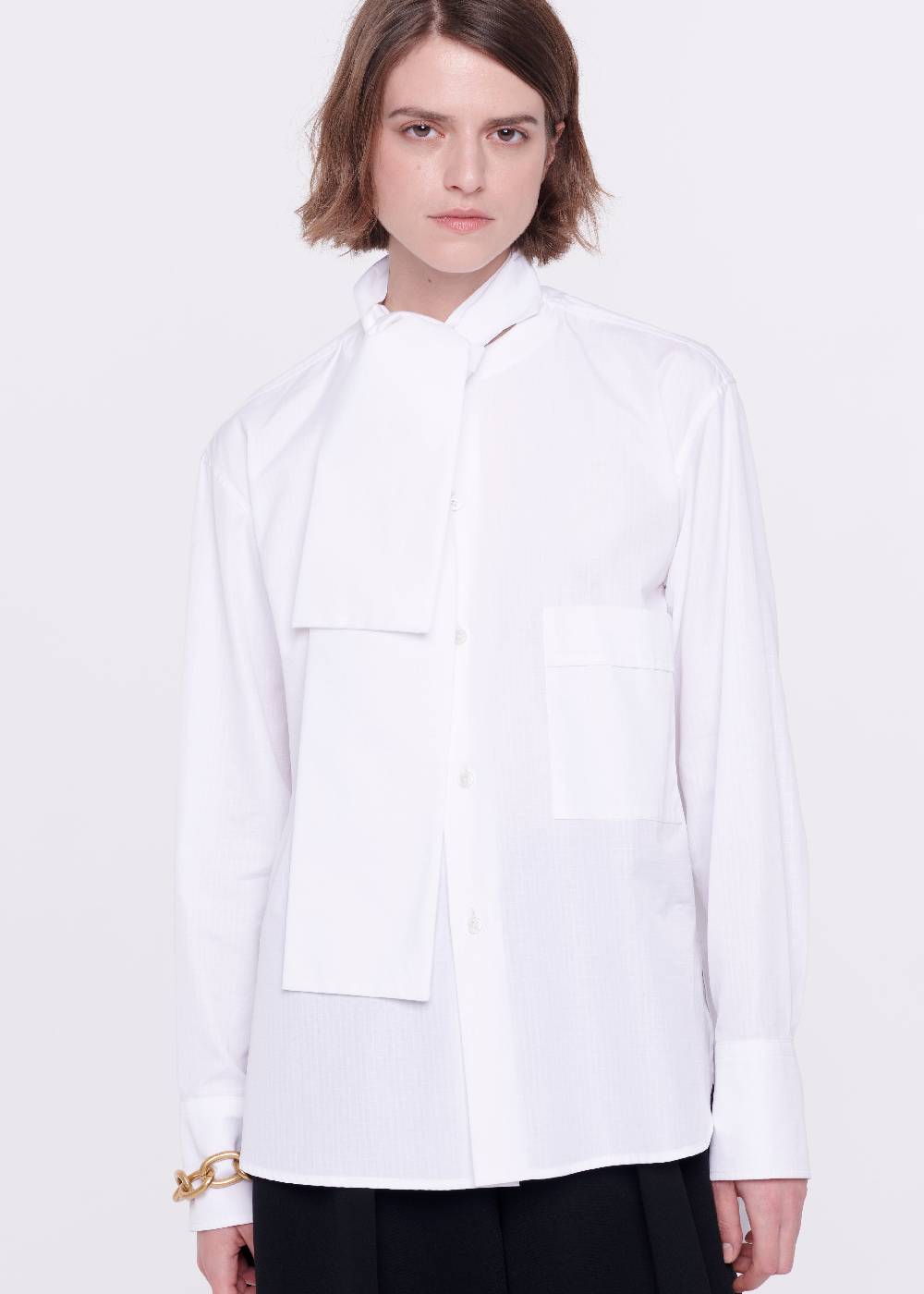 Plan C CAMICIA BIANCA DI COTONE CON FOULARD Offerta San Valentino