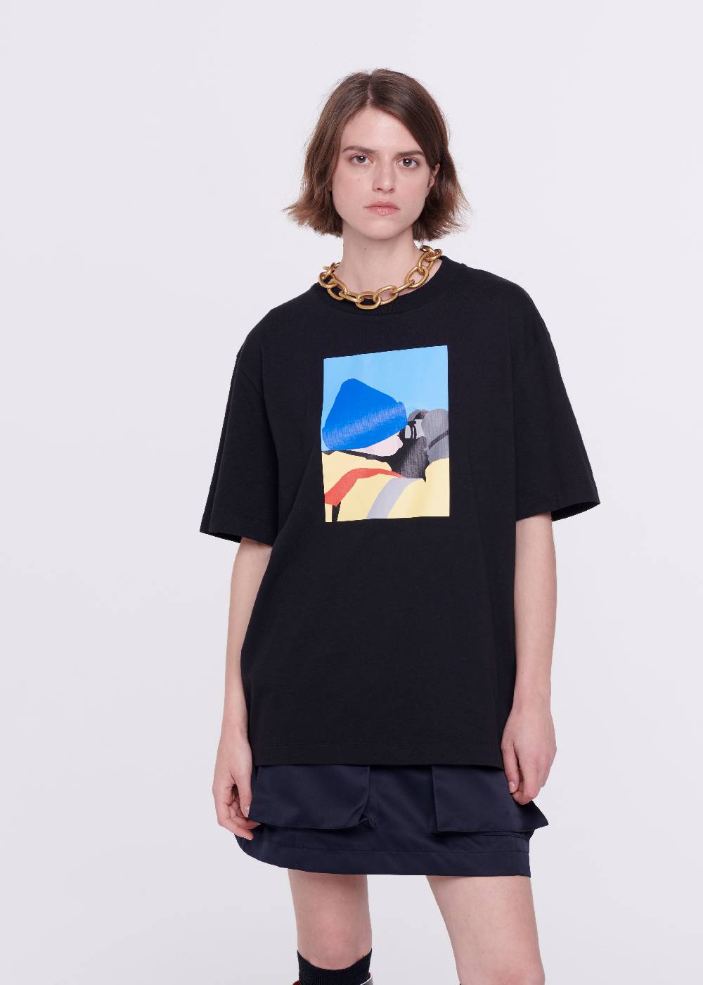 Plan C T-SHIRT NERA IN COTONE CON STAMPA Online Outlet