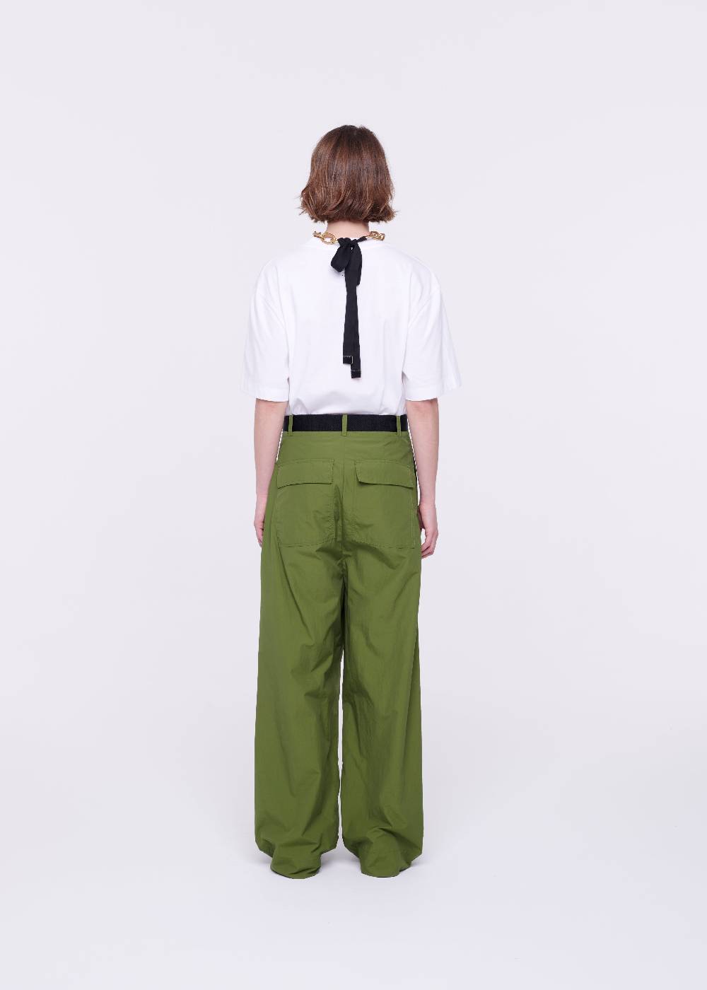 Plan C PANTALONI CARGO VERDE MILITARE CON CINTURA Offerte esclusive