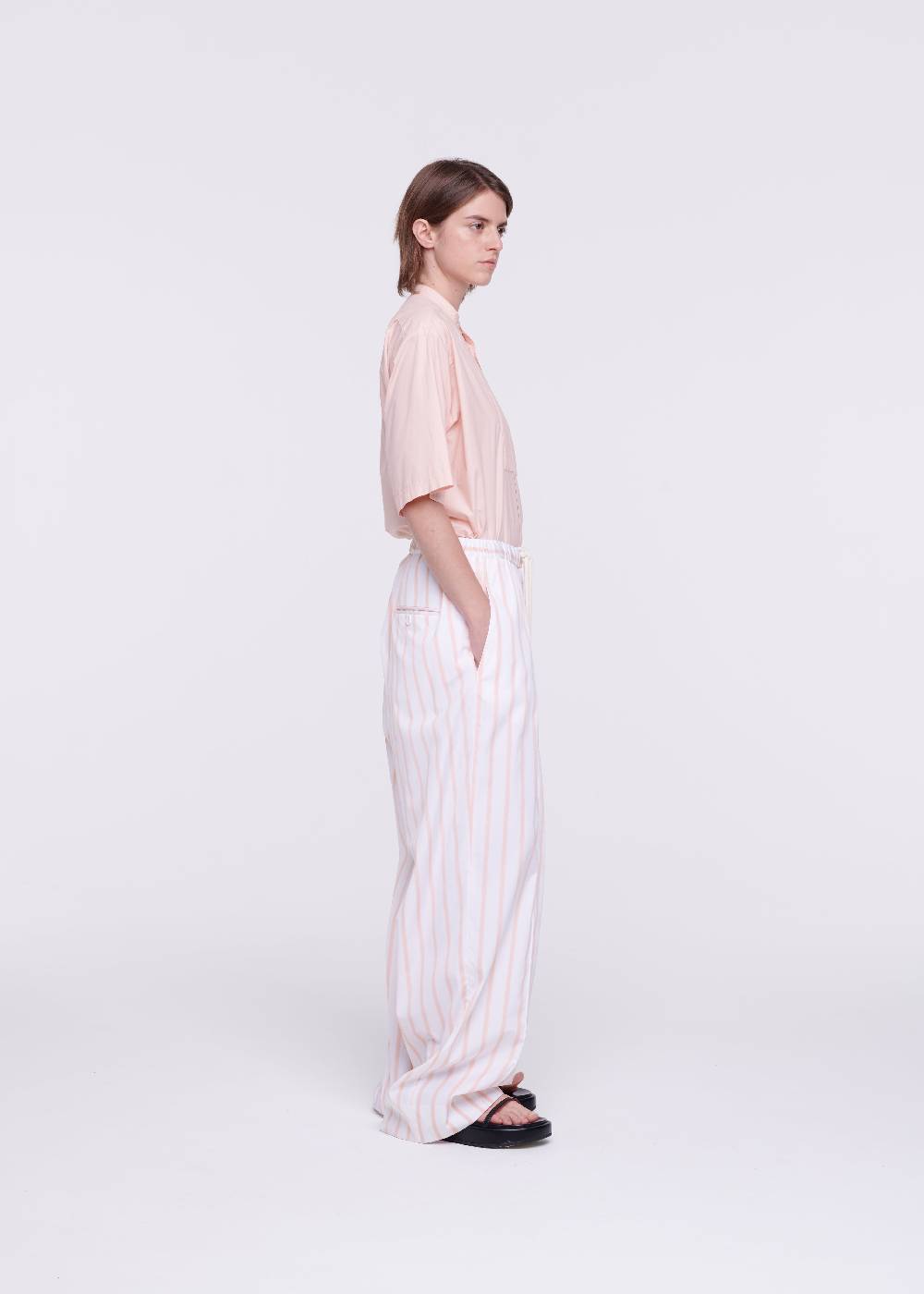 Plan C PANTALONI A RIGHE ROSA CON COULISSE Liquidazione