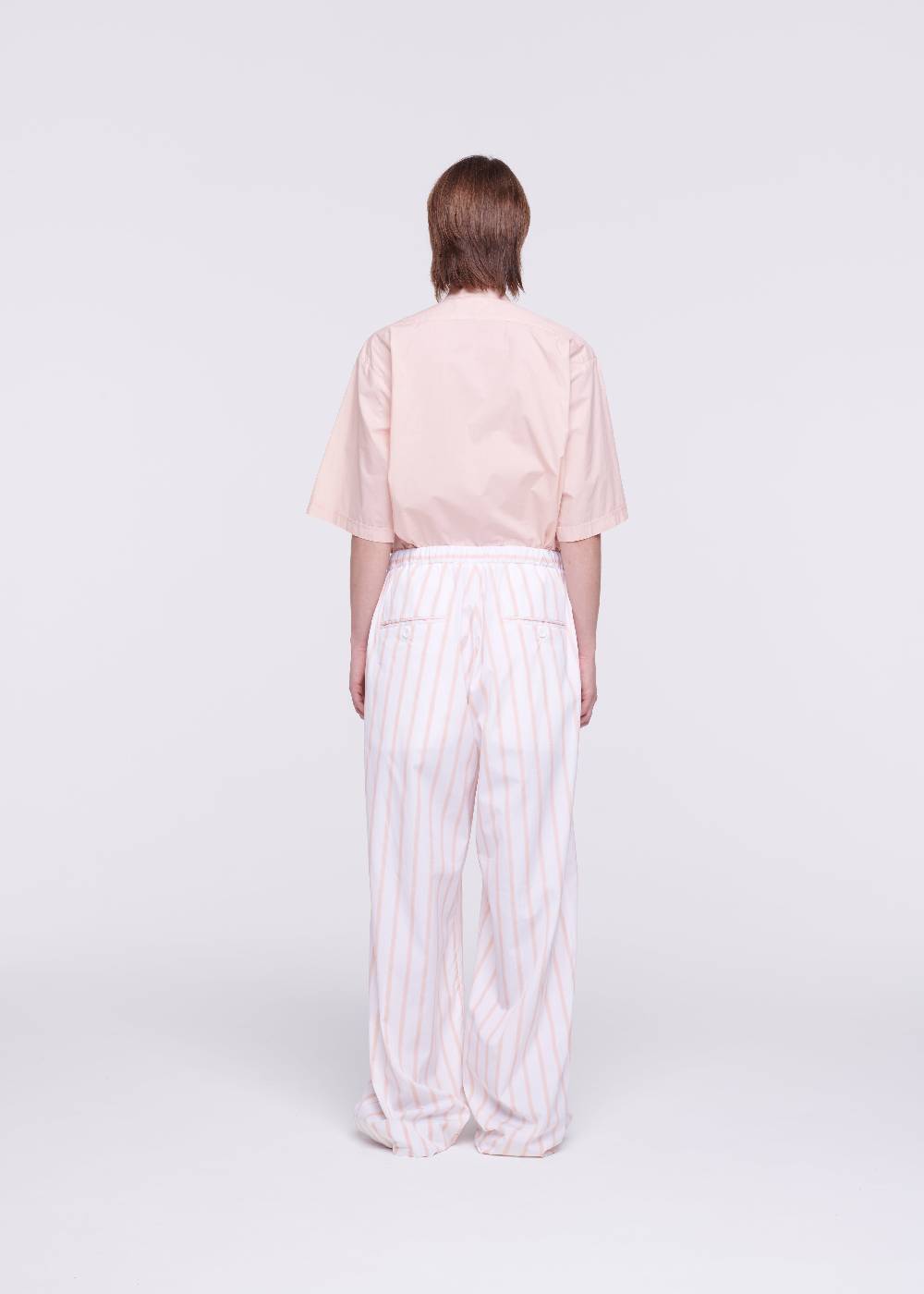 Plan C PANTALONI A RIGHE ROSA CON COULISSE Liquidazione