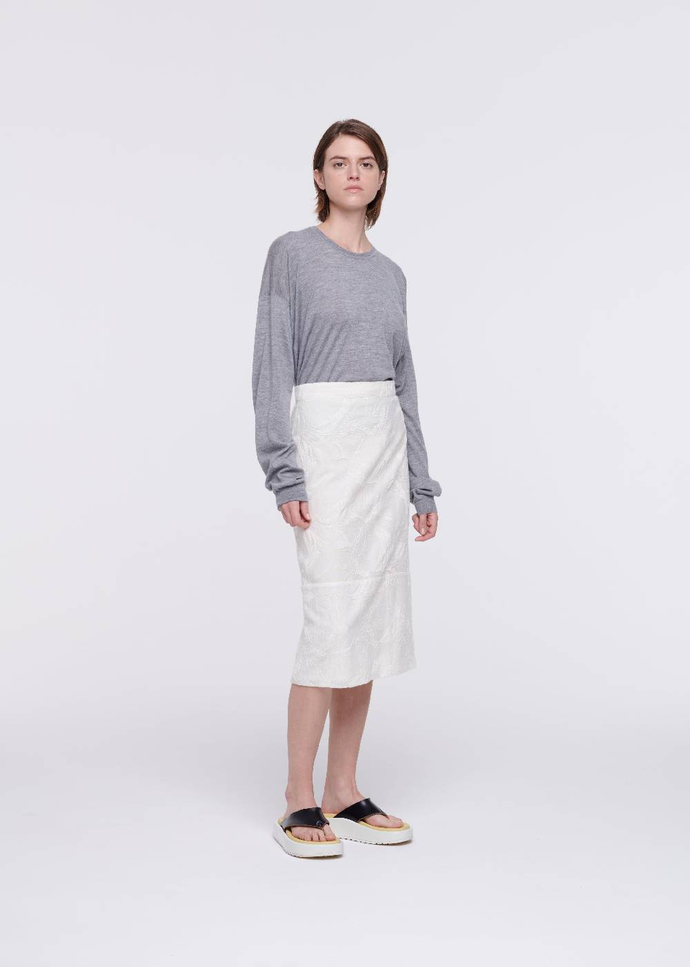 Plan C GONNA MIDI CON RICAMI FLOREALI Prezzo basso