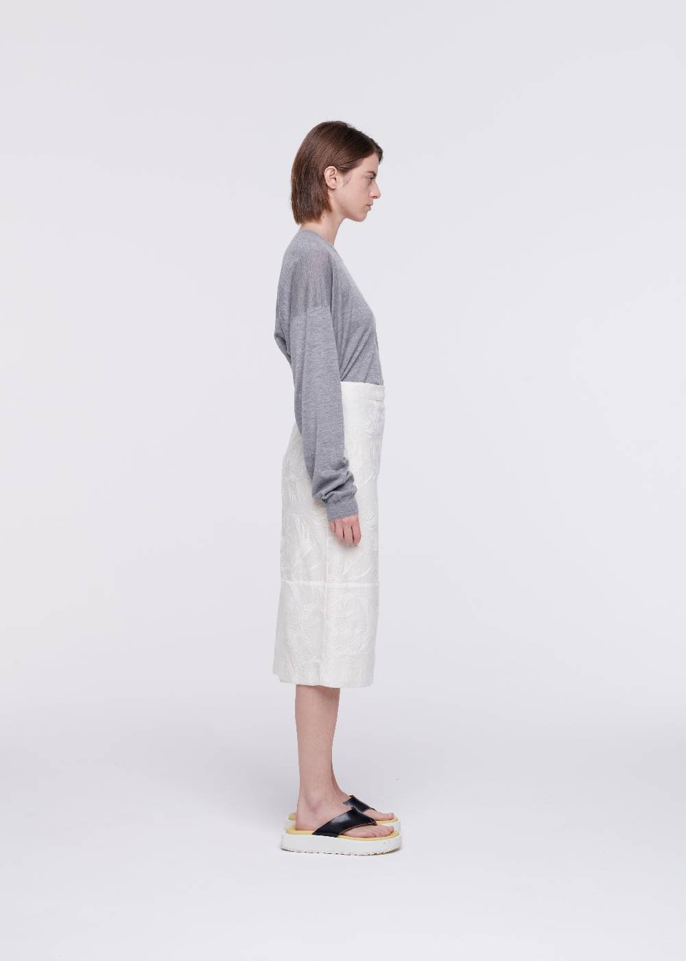 Plan C GONNA MIDI CON RICAMI FLOREALI Prezzo basso