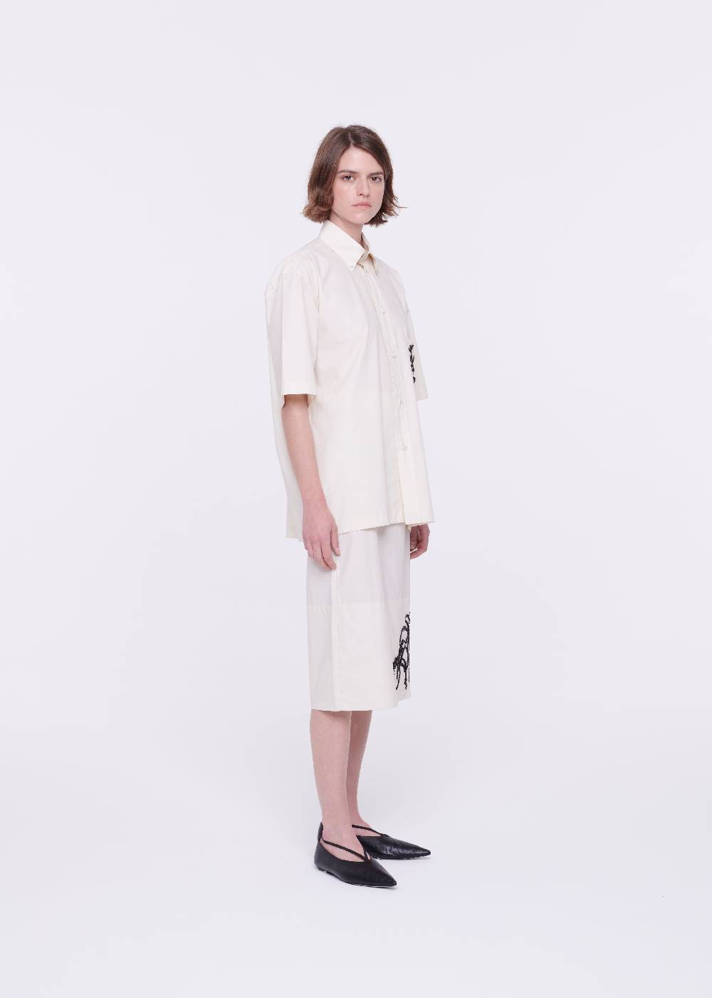 Plan C CAMICIA IN COTONE TECNICO CON RICAMO IN PAILLETTES Ultimi tre giorni