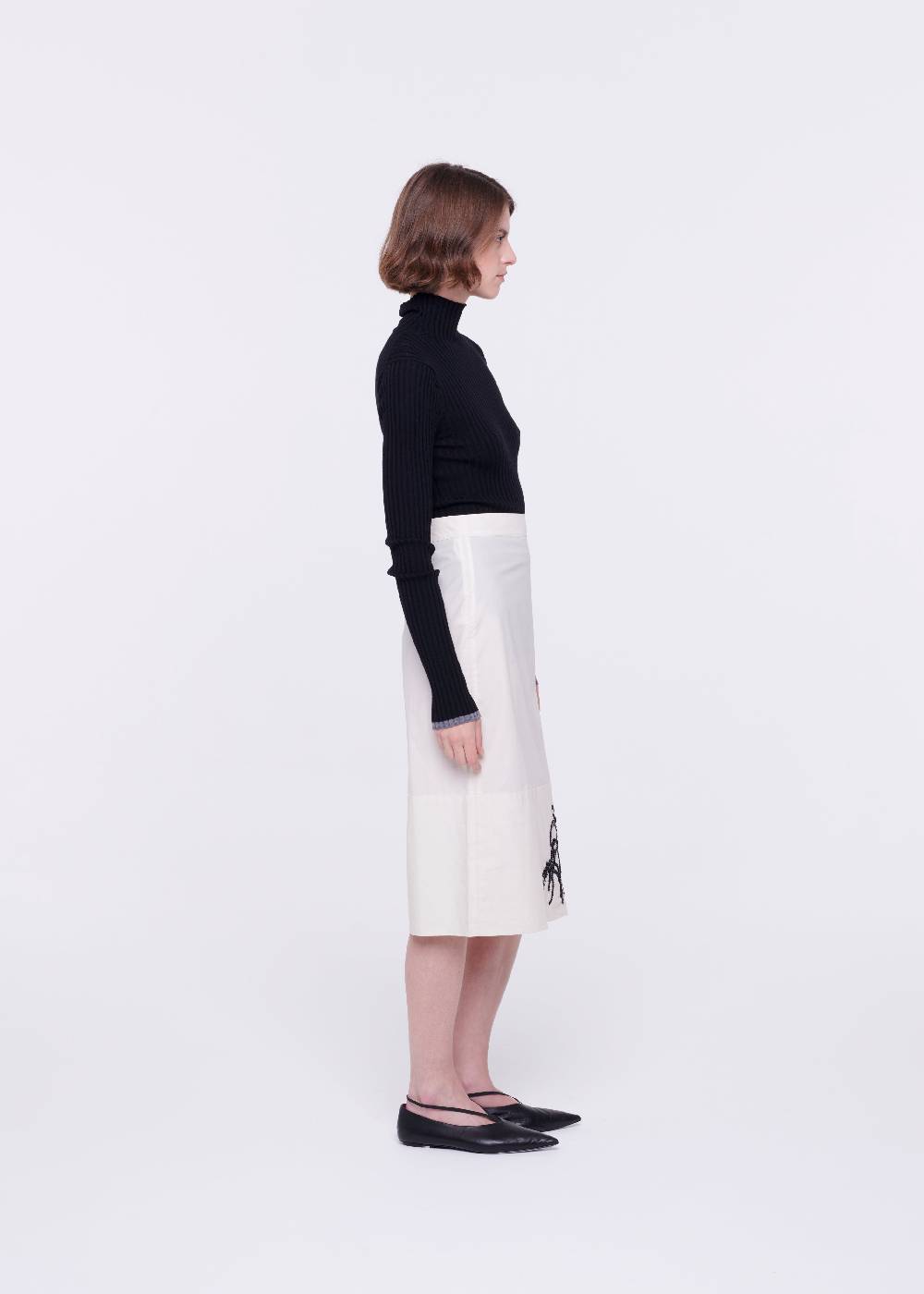 Plan C GONNA MIDI IN COTONE TECNICO CON RICAMO IN PAILLETTES ACQUISTA ORA