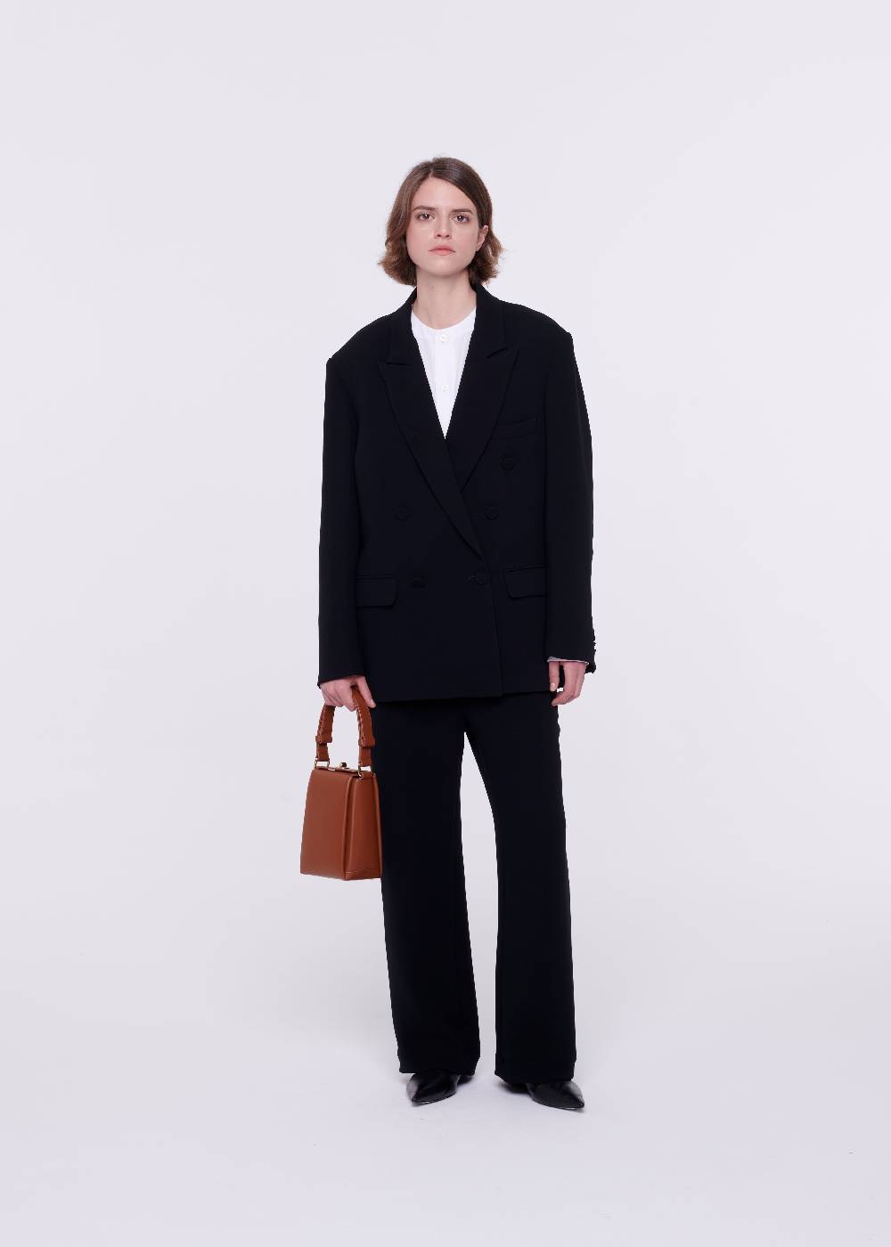 Plan C BLAZER DOPPIOPETTO IN CADY NERO Fino al 50% di sconto