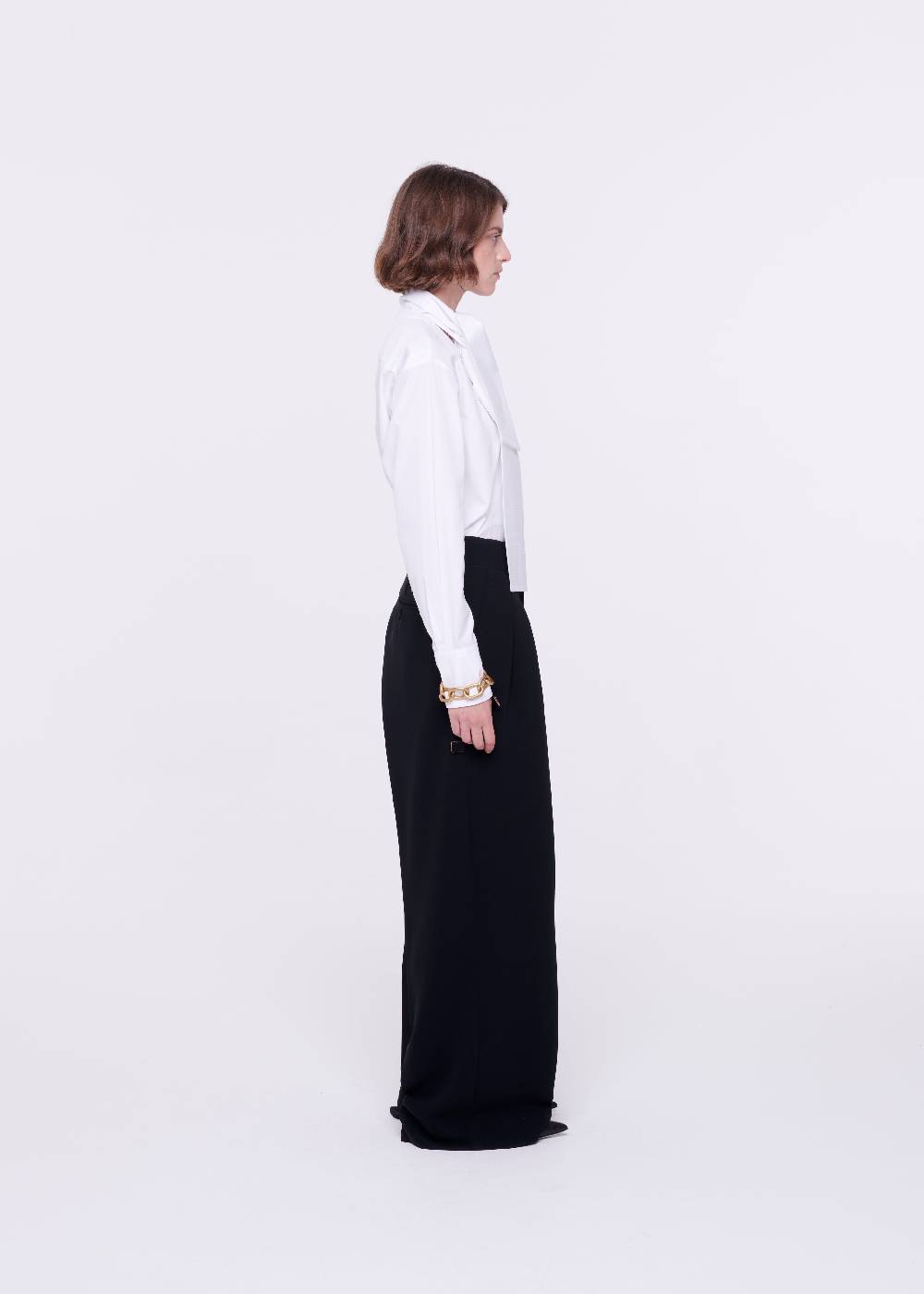 Plan C PANTALONI NERI A GAMBA AMPIA IN CADY Fino al 60% di sconto