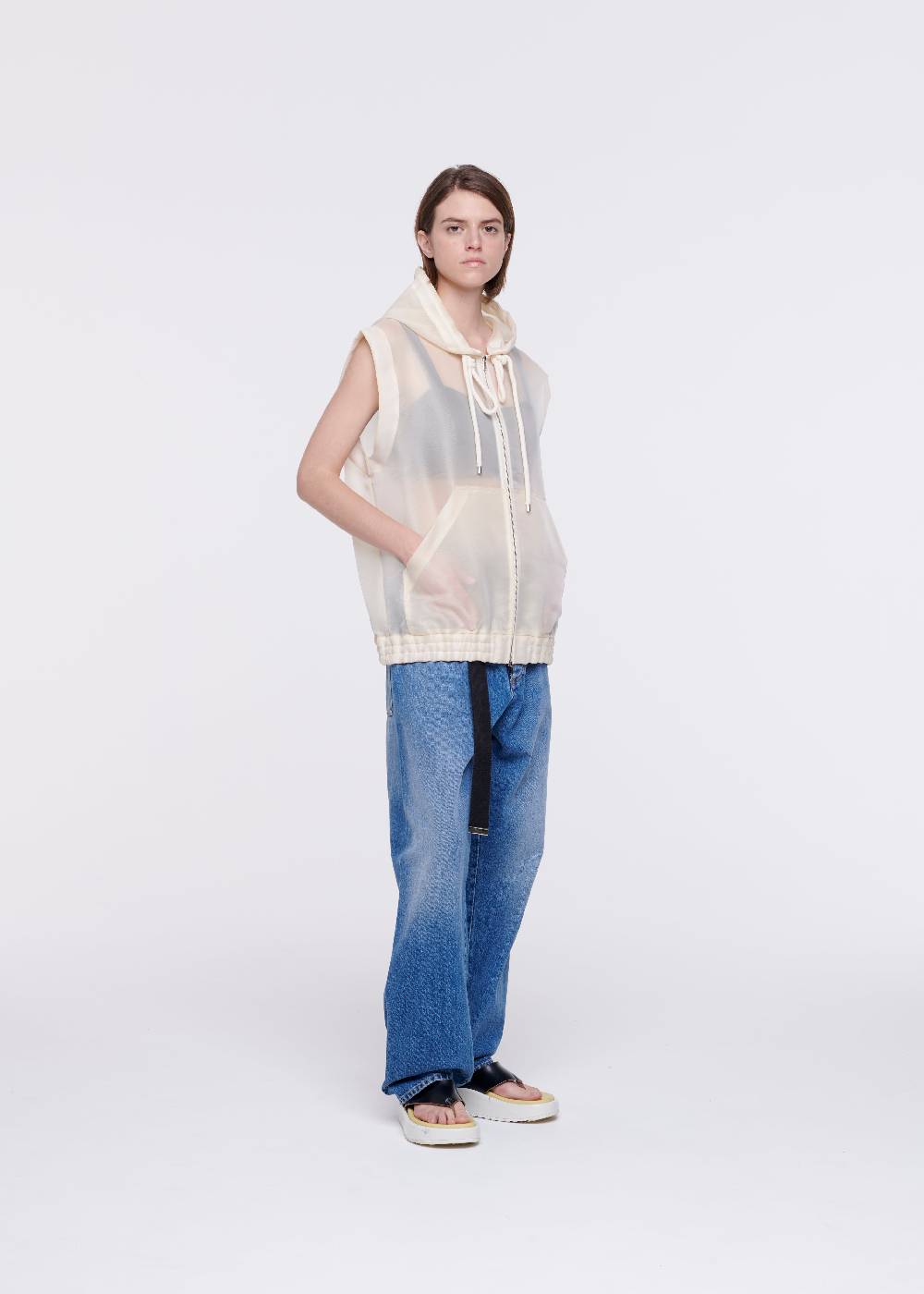 Plan C GILET CON CAPPUCCIO IN ORGANZA Super sconto